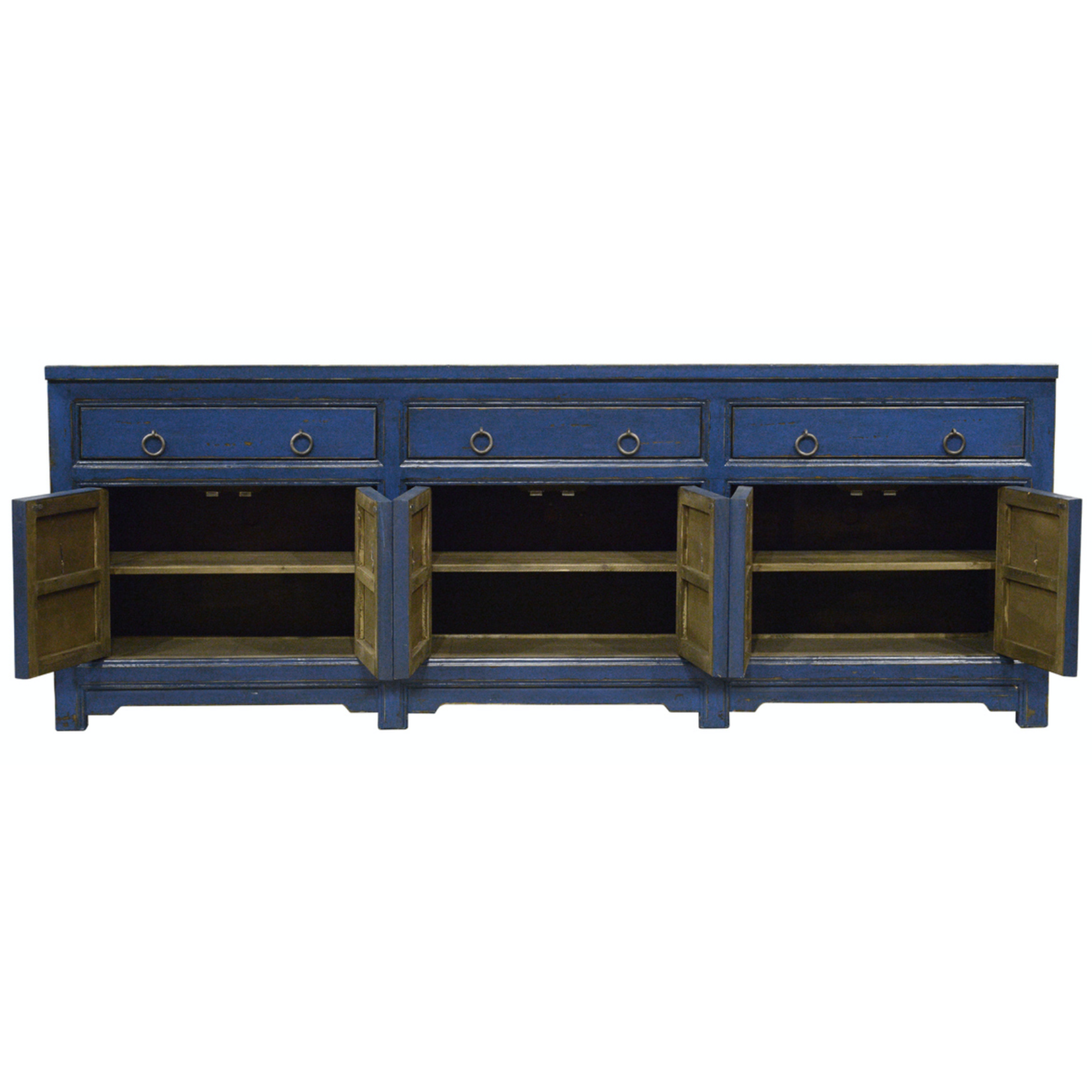 Outside The Box 104x17x38 Amherst Dark Blue 3 Drawer 6 Door Reclaimed Pine Sideboard