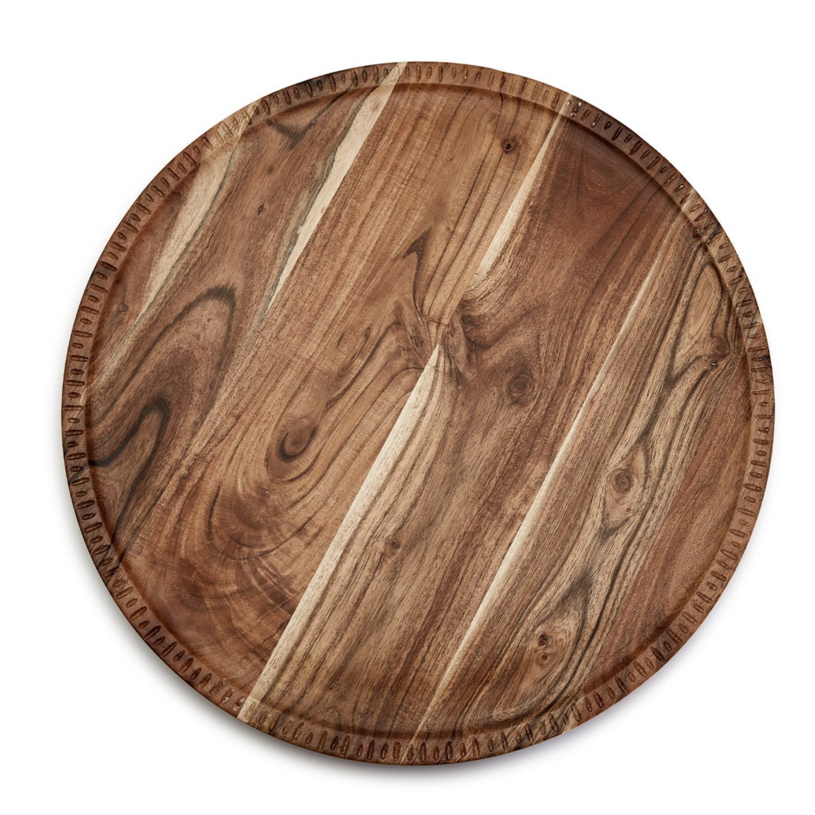 Outside The Box 20" Rotating Acacia Charcuterie Board With Hand Etched Border