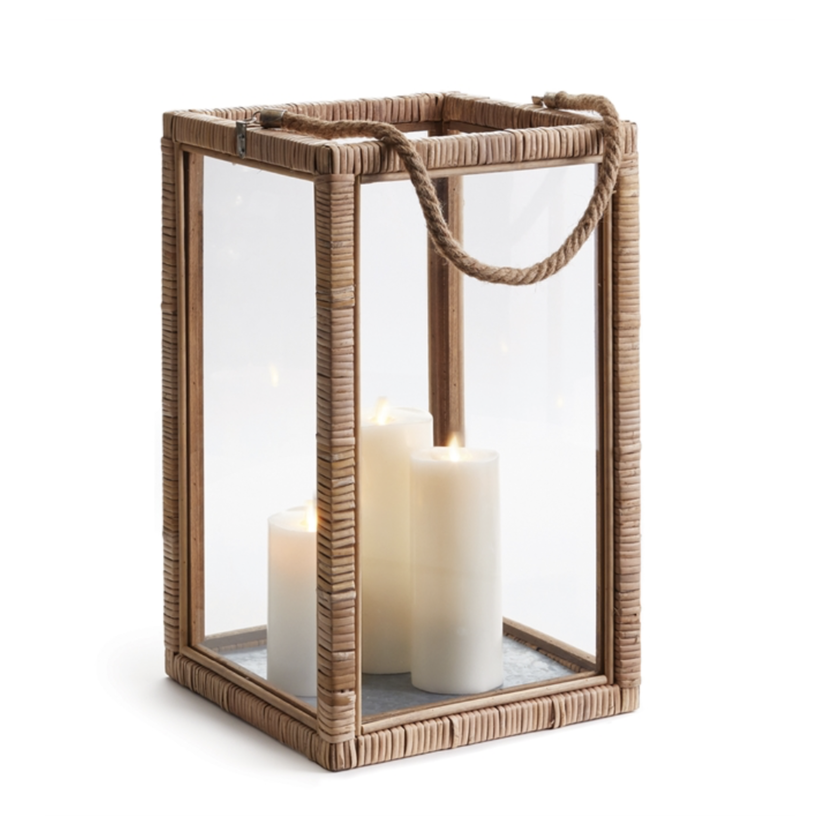 Outside The Box 19" Barclay Butera Rattan & Wood Frame Lantern