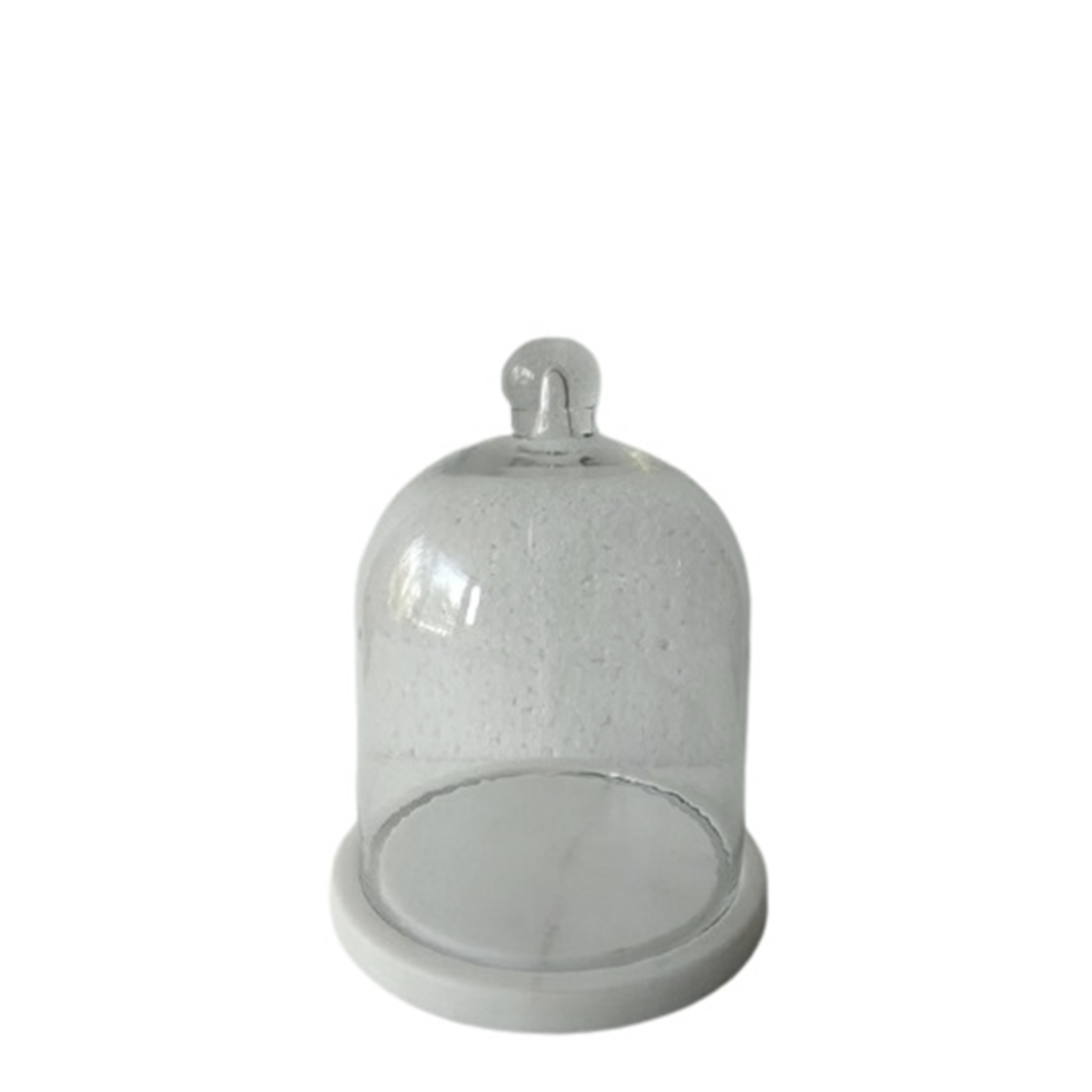 8" Glass Bell Jar With White Marble Base