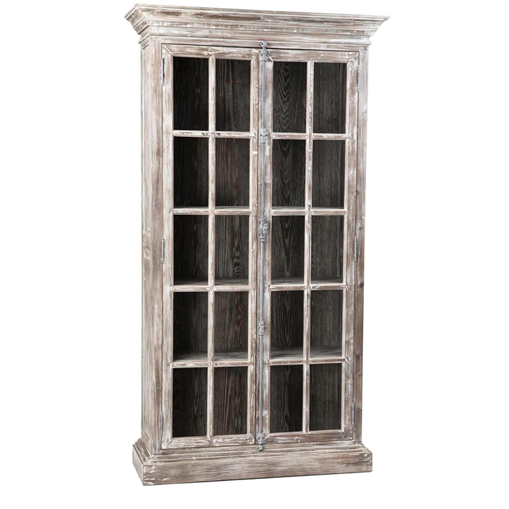 Outside The Box 91x19x49 Vincent Vitrine White Wash Reclaimed Pine French Cabinet