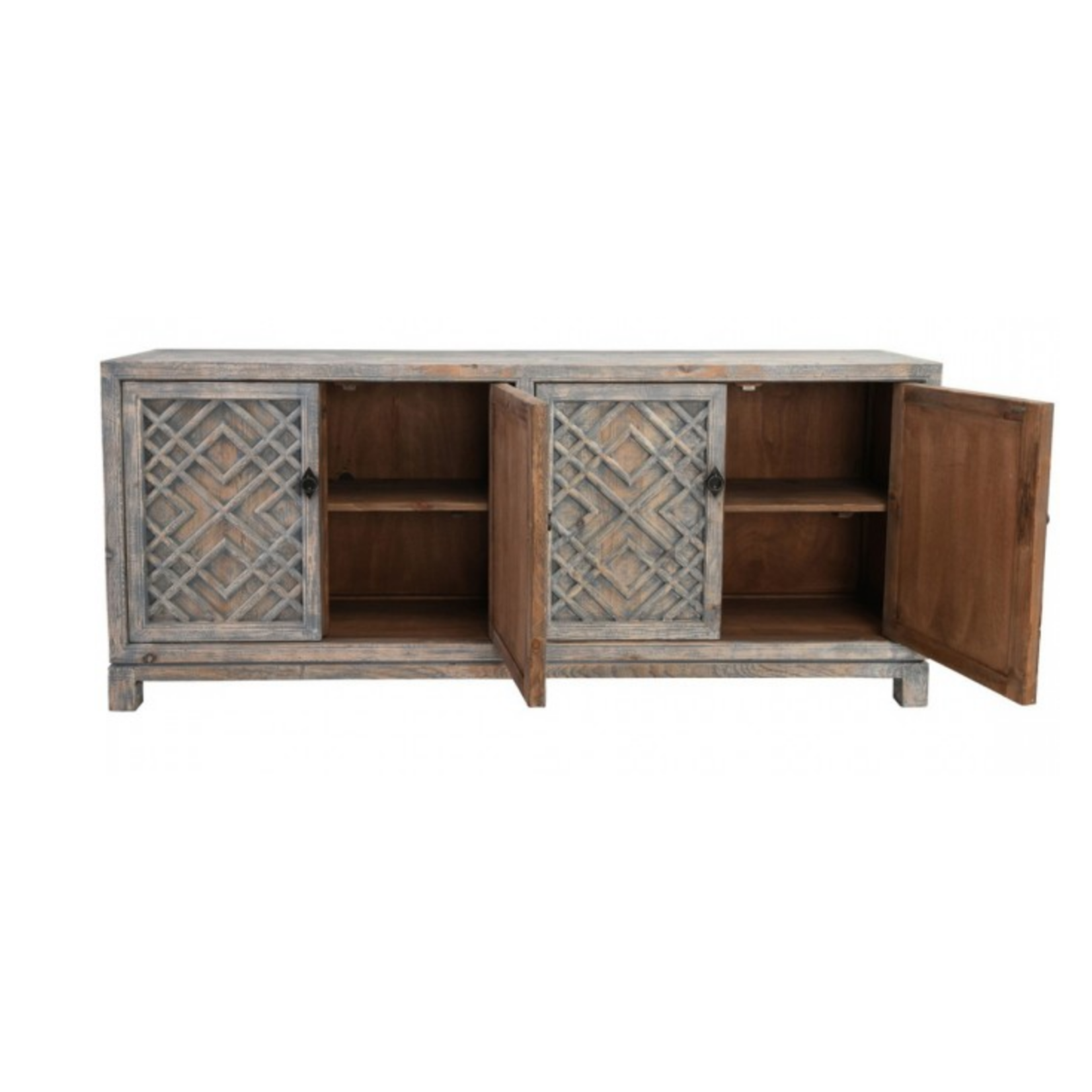 Outside The Box 85x18x36 Antigua Coastal Blue Wash Reclaimed Pine Cabinet