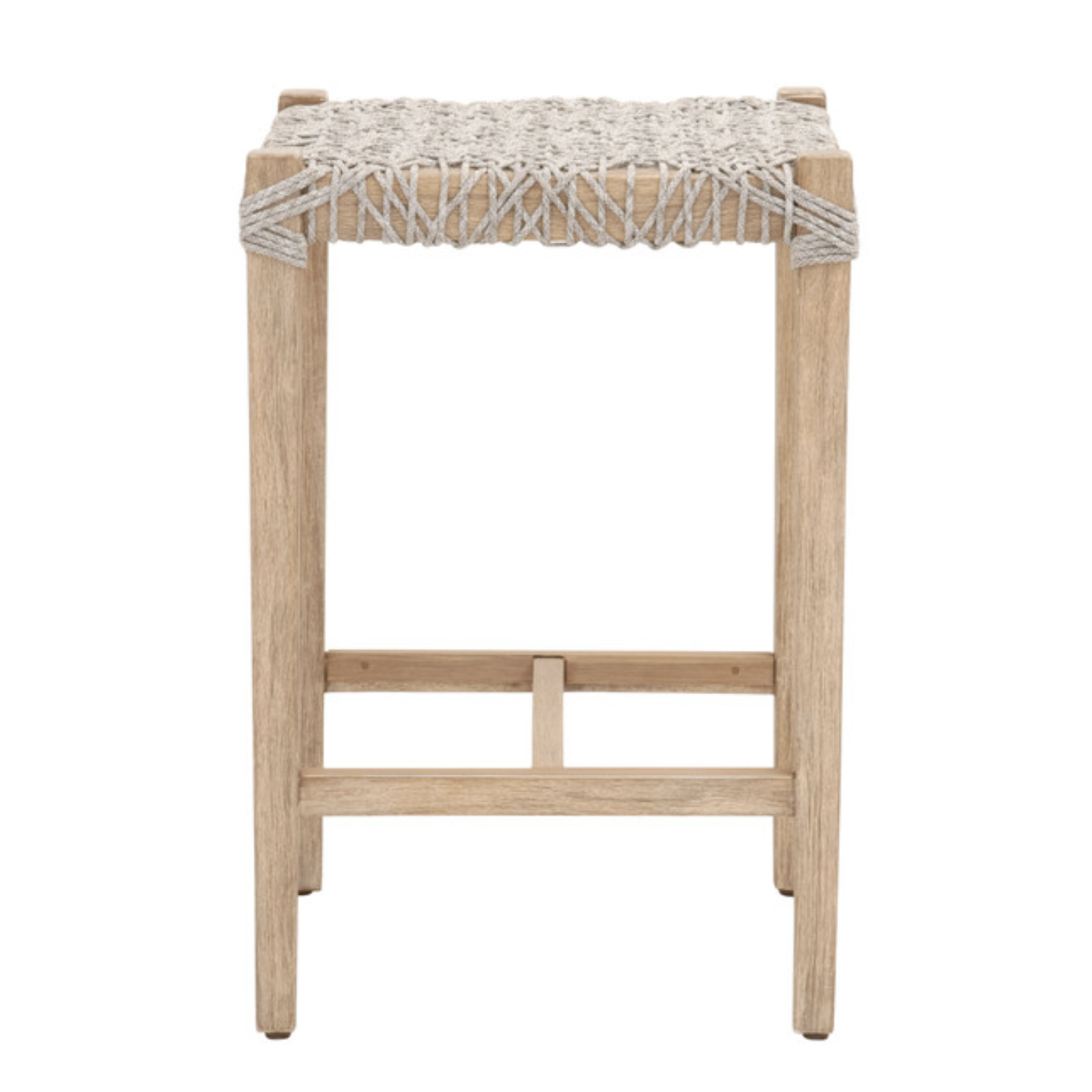 26” Costa White Taupe Rope Backless Counter Stool
