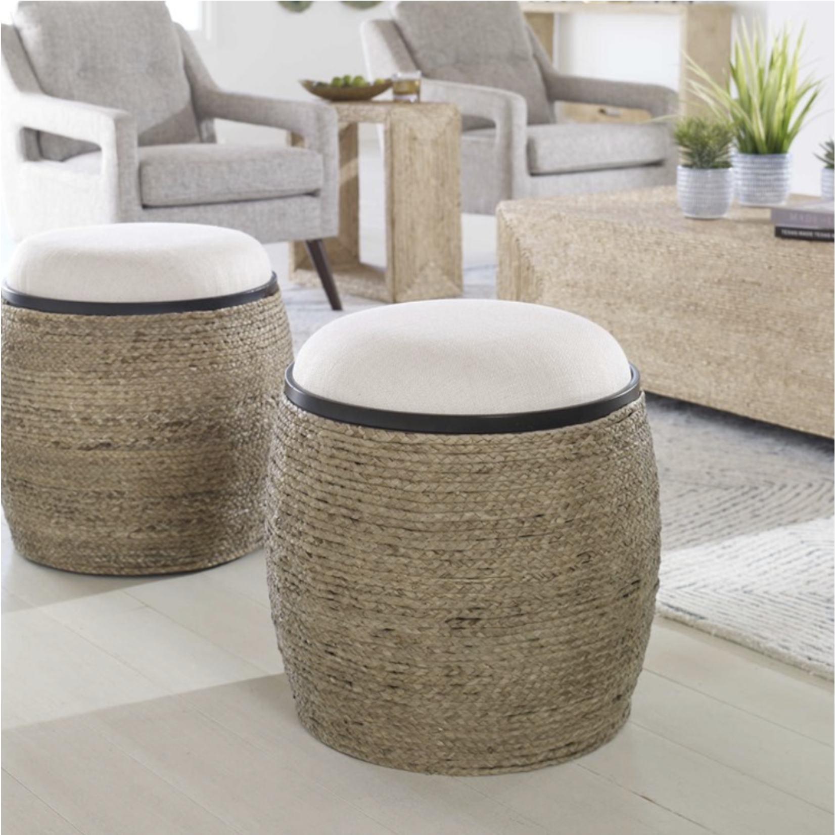 Outside The Box 19x19 Island Straw Accent Stool