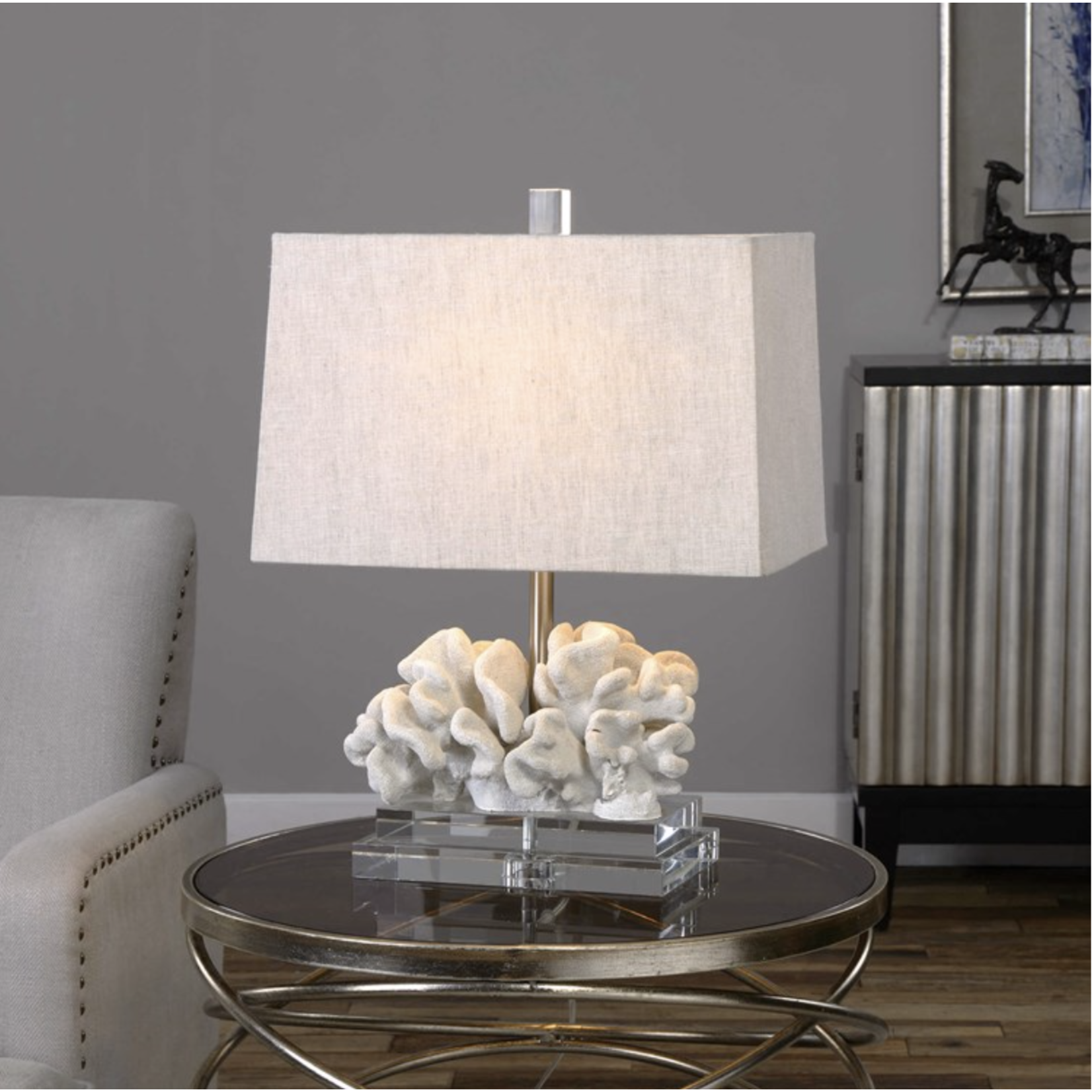 Outside The Box 22" Uttermost Ivory Coral Table Lamp