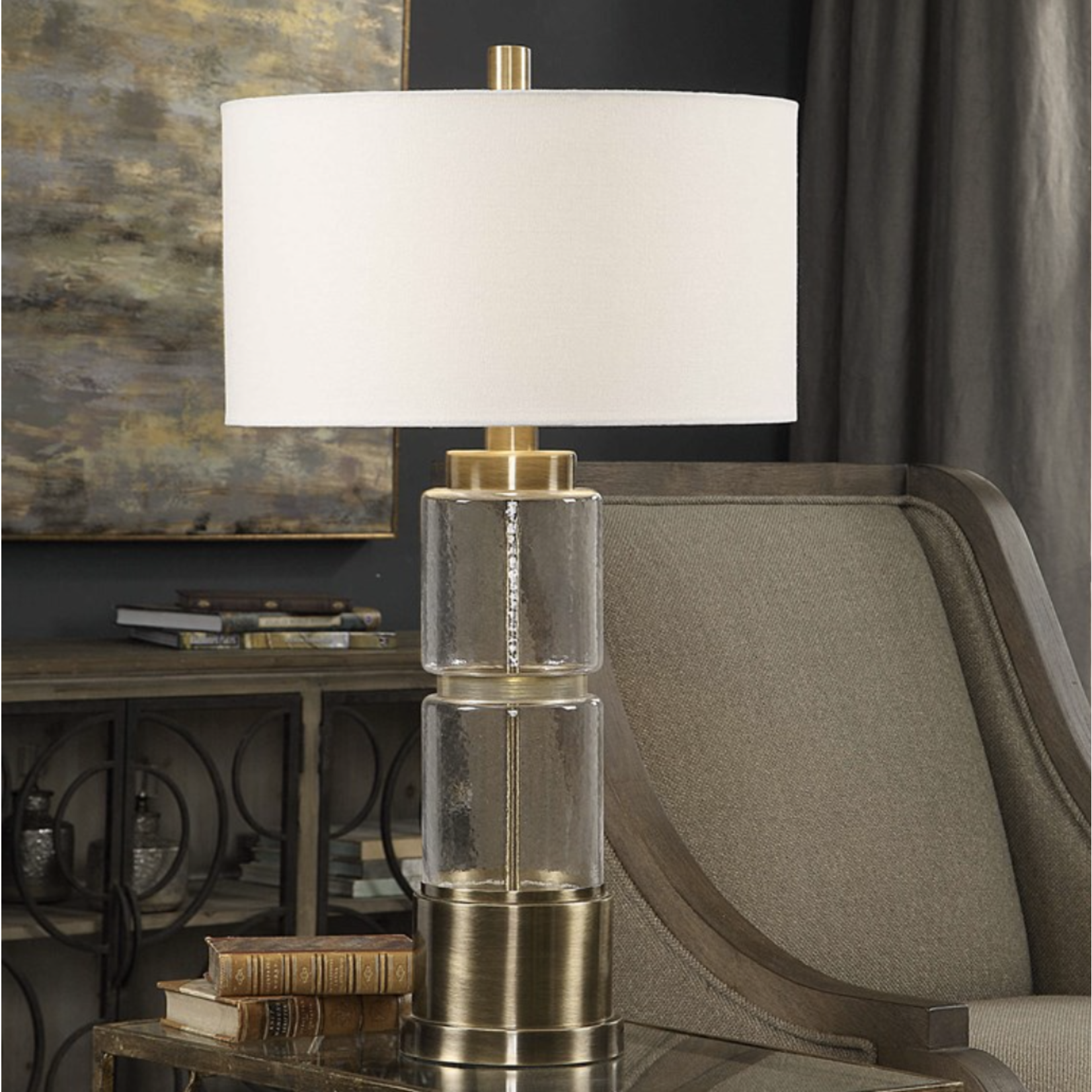 Outside The Box 31" Uttermost Viaga Antique Brass Table Lamp