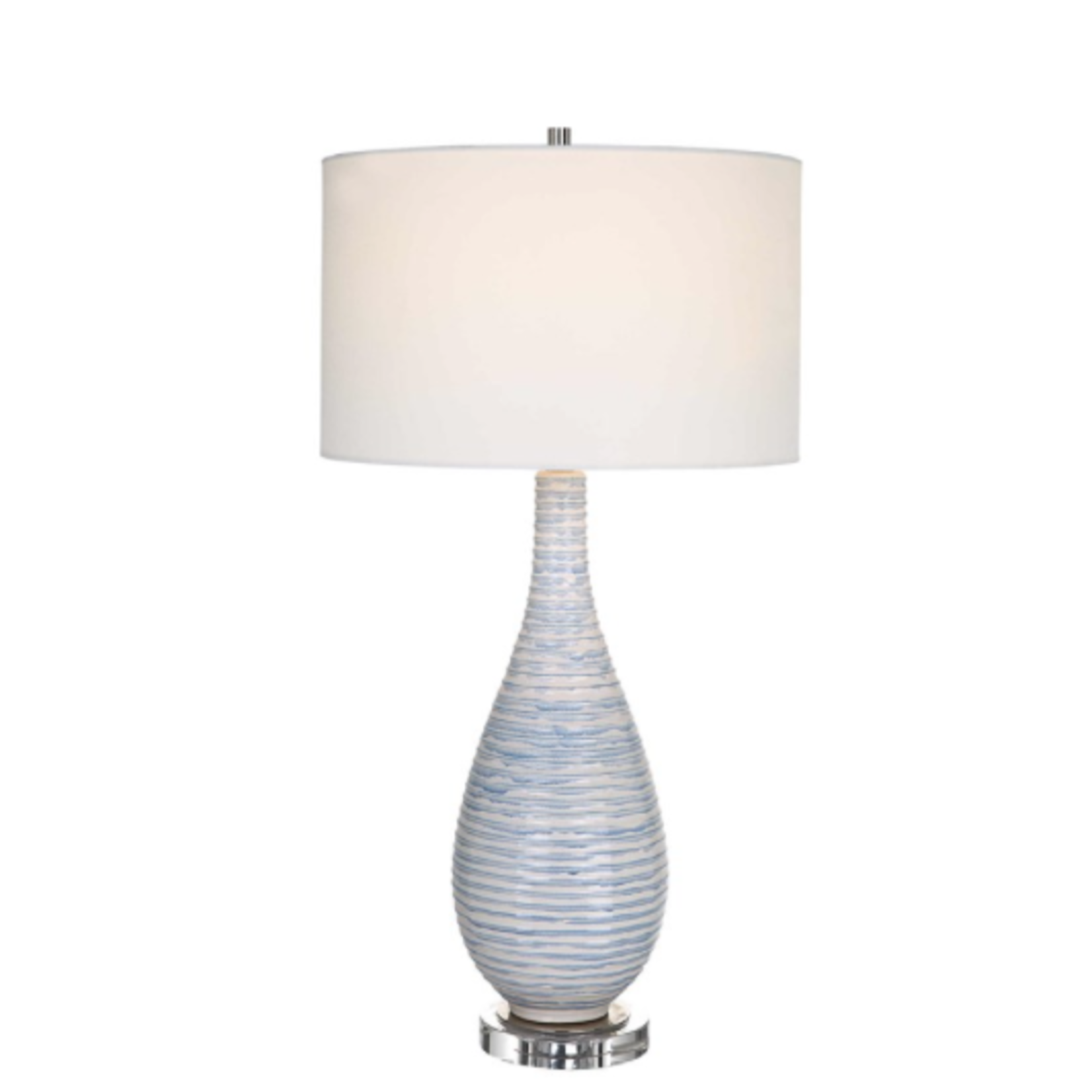 32" Uttermost Clariot Ribbed Blue Table Lamp