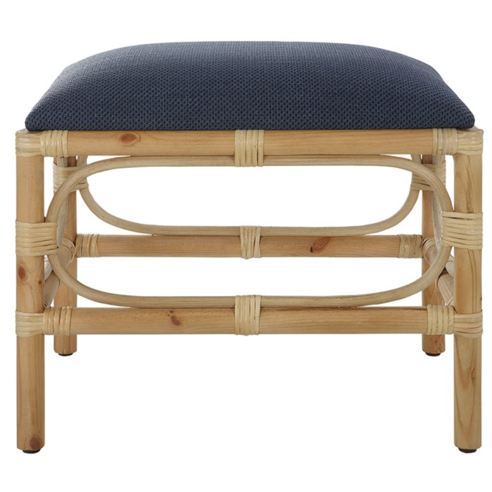 Outside The Box 24x16x20 Laguna Rattan & Navy Coast Bench