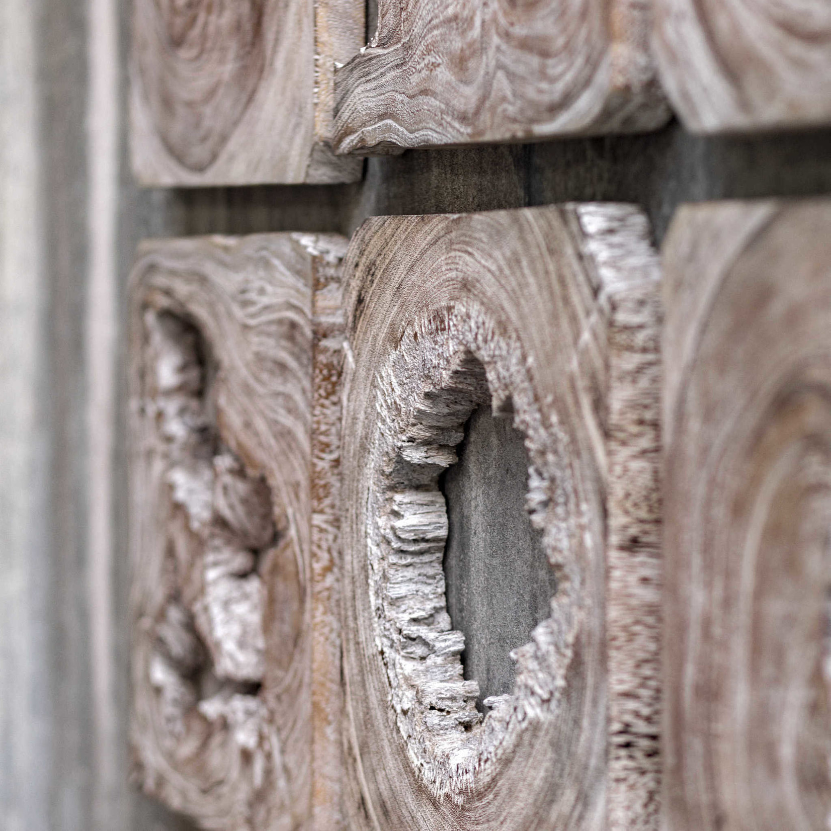 Outside The Box Set of 9 Bahati Whitewashed Suar Wood Wall Art