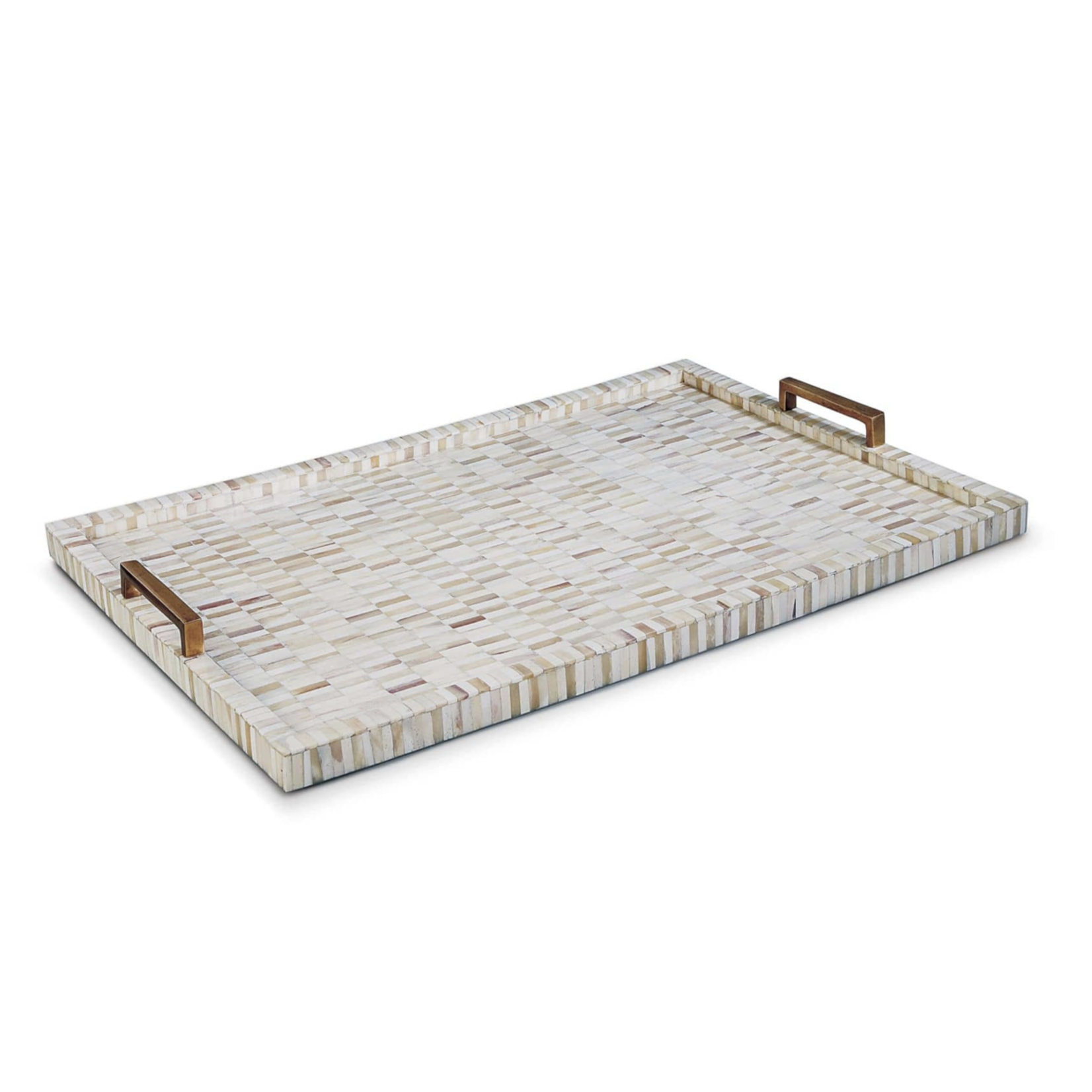 Outside The Box 24x16 Regina Andrew Natural Multi-Tone Bone Inlay & Brass Tray