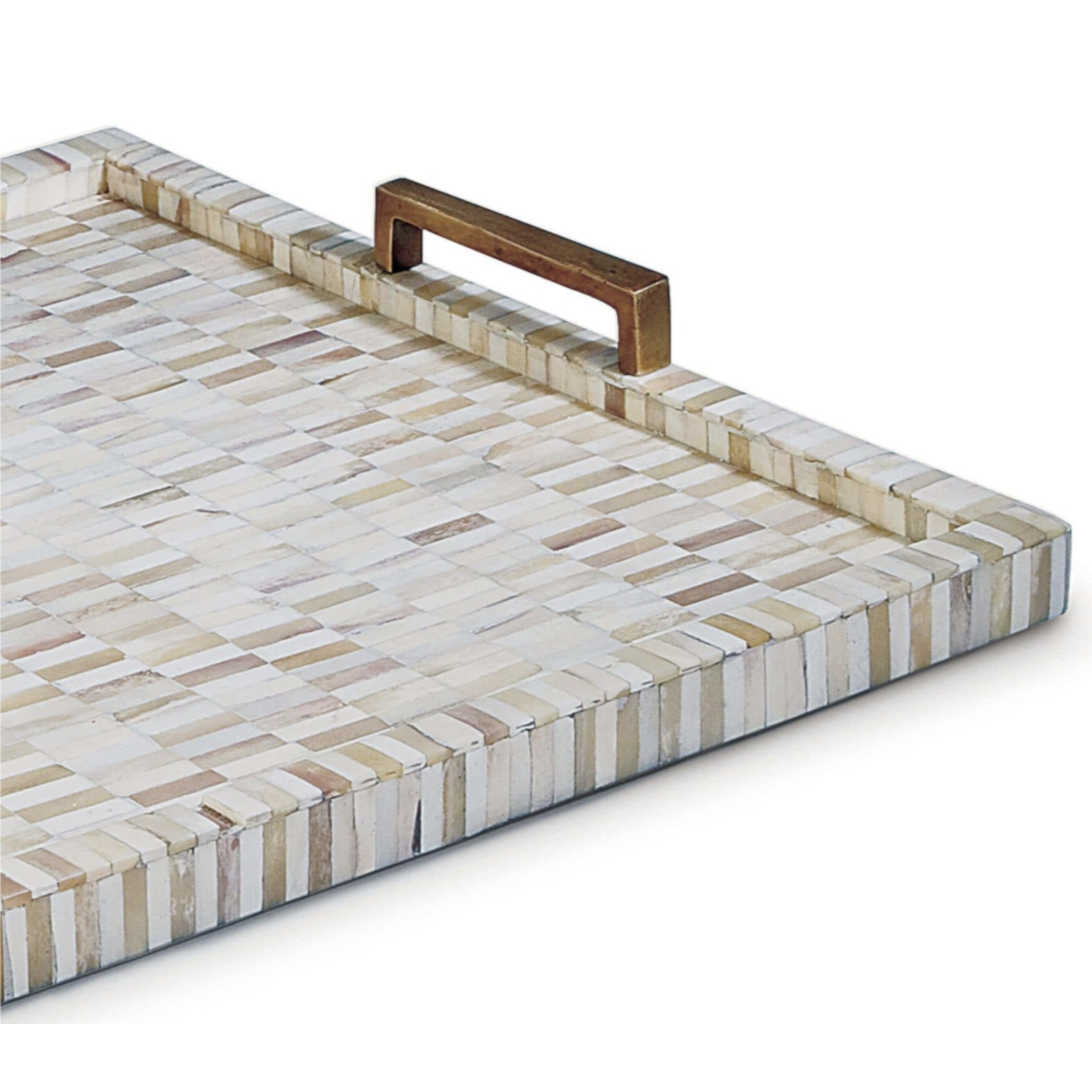 Outside The Box 24x16 Regina Andrew Natural Multi-Tone Bone Inlay & Brass Tray