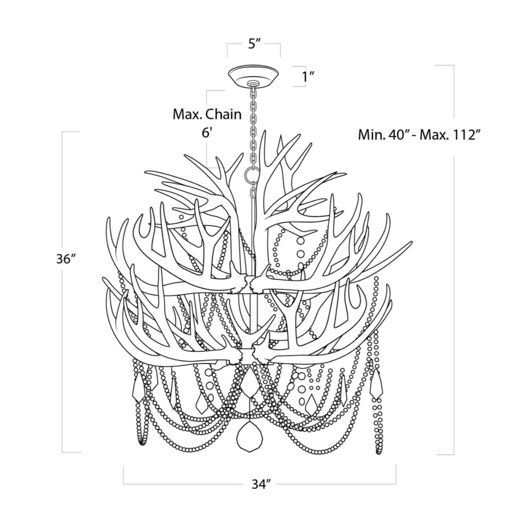 Outside The Box 40" Regina Andrew Cheyanne Antler Chandelier