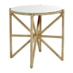 Outside The Box 26x25 Nigel Mindy Wood & Tempered Glass Side Table