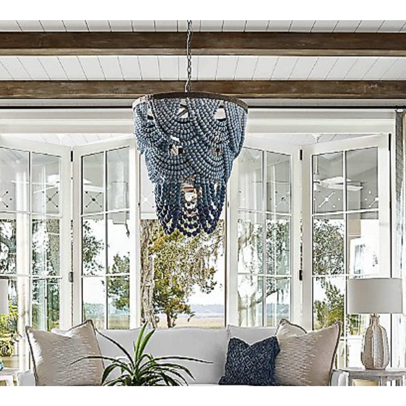 Outside The Box 32" Regina Andrew Ombre Wood Bead Chandelier