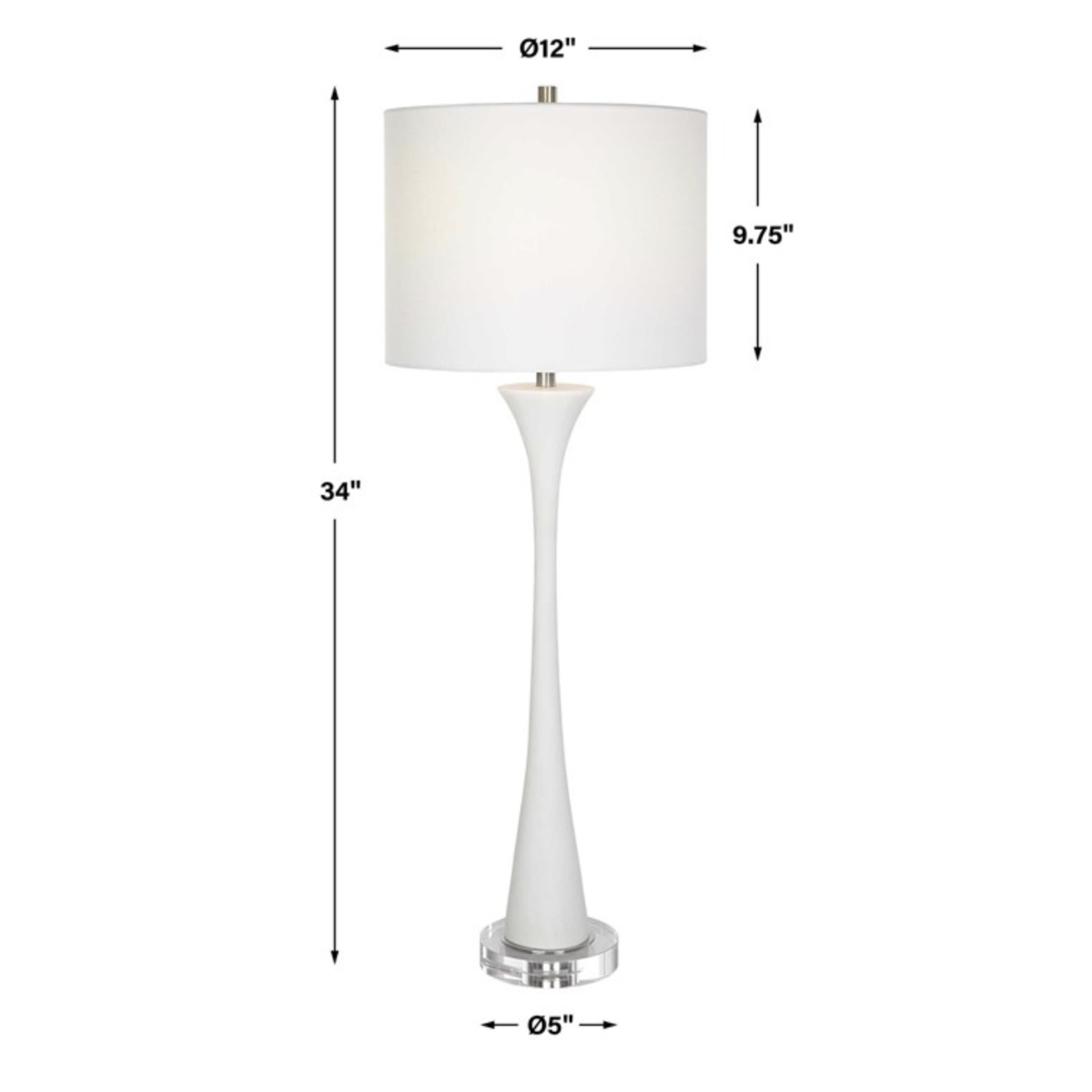 34" Uttermost Fountain Handcrafted White Marble Buffet Lamp