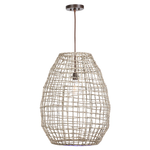 Outside The Box 30" Uttermost Cross Weave Natural Woven Seagrass Pendant