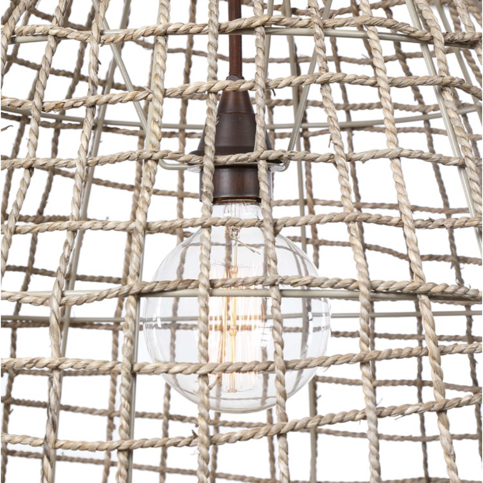 Outside The Box 30" Uttermost Cross Weave Natural Woven Seagrass Pendant