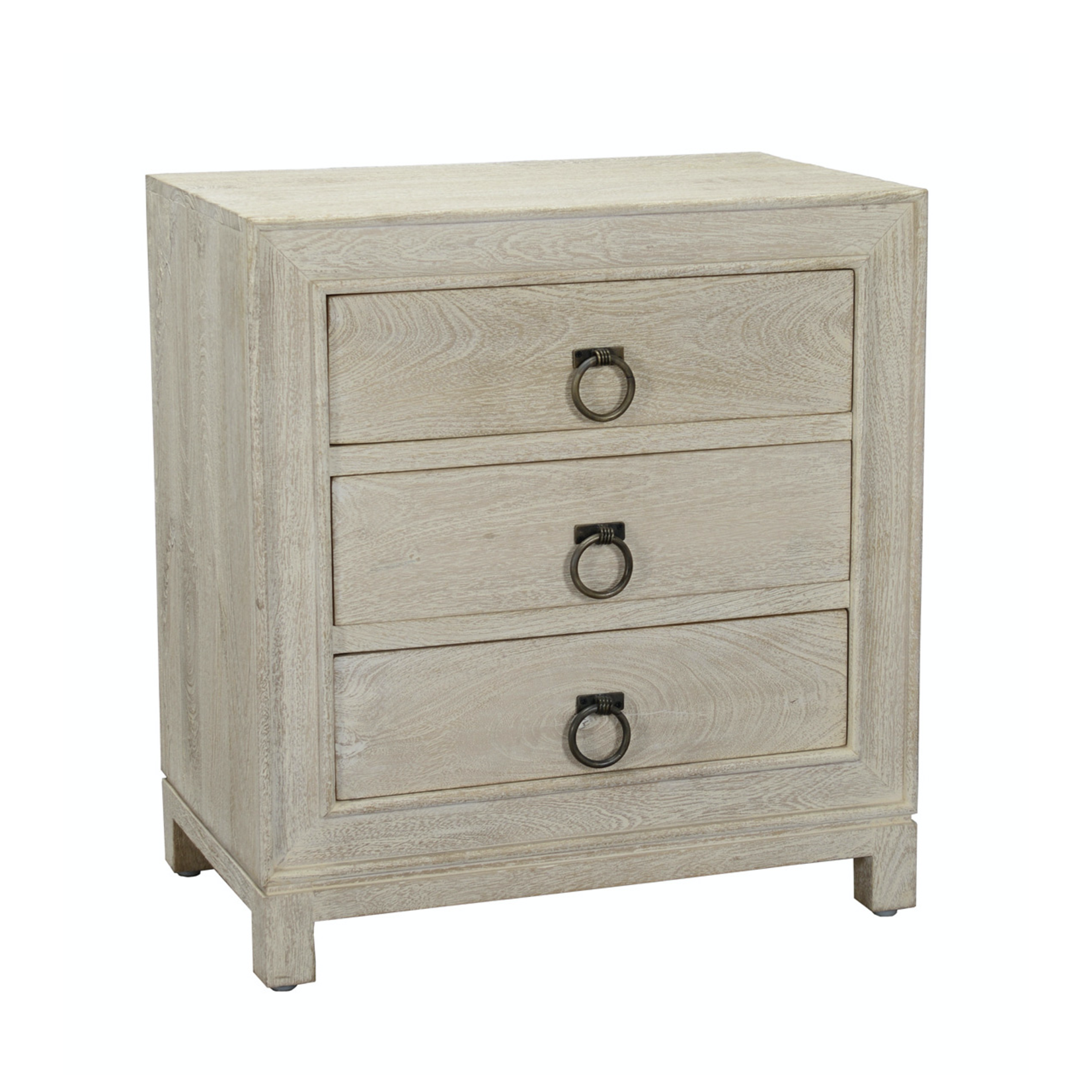 27x17x30 Capetown 3 Drawer Mango Wood Coastal Nightstand