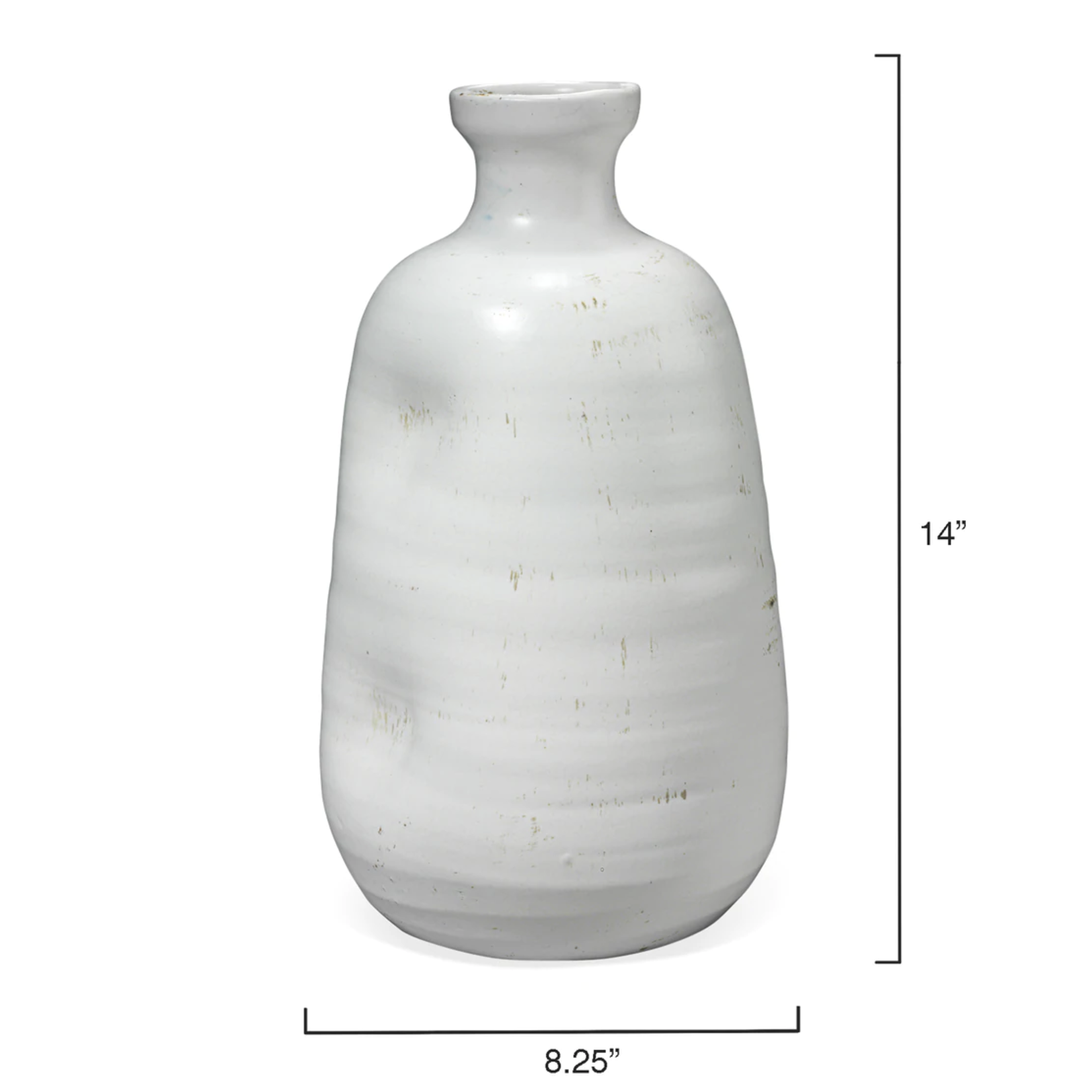 14" Dimple White Hand Crafted Vase