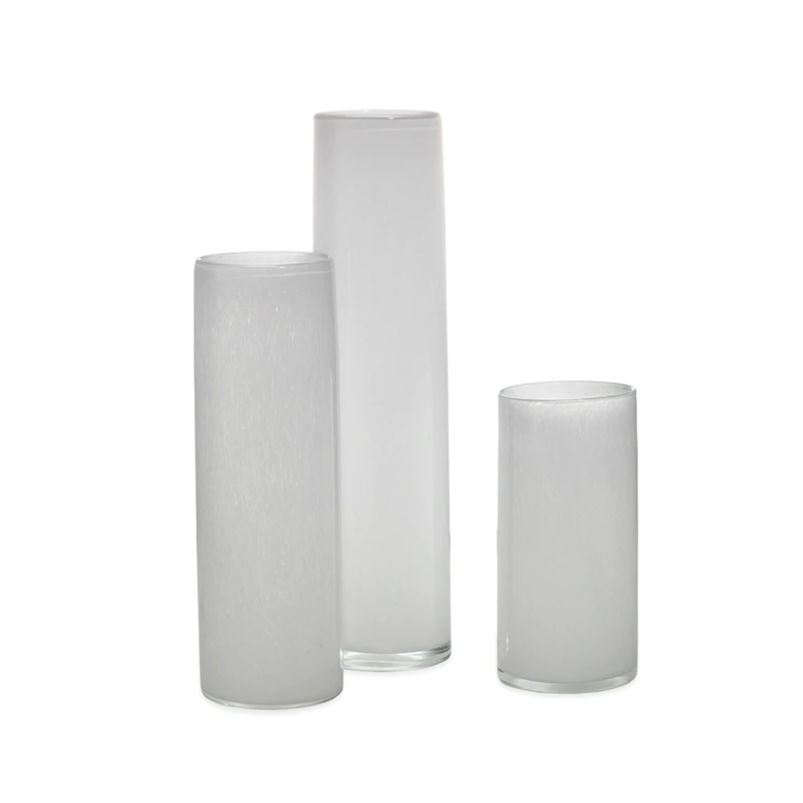 Outside The Box 8", 12" & 16" Set Of 3 Gwendolyn Hand Blown Vases In White