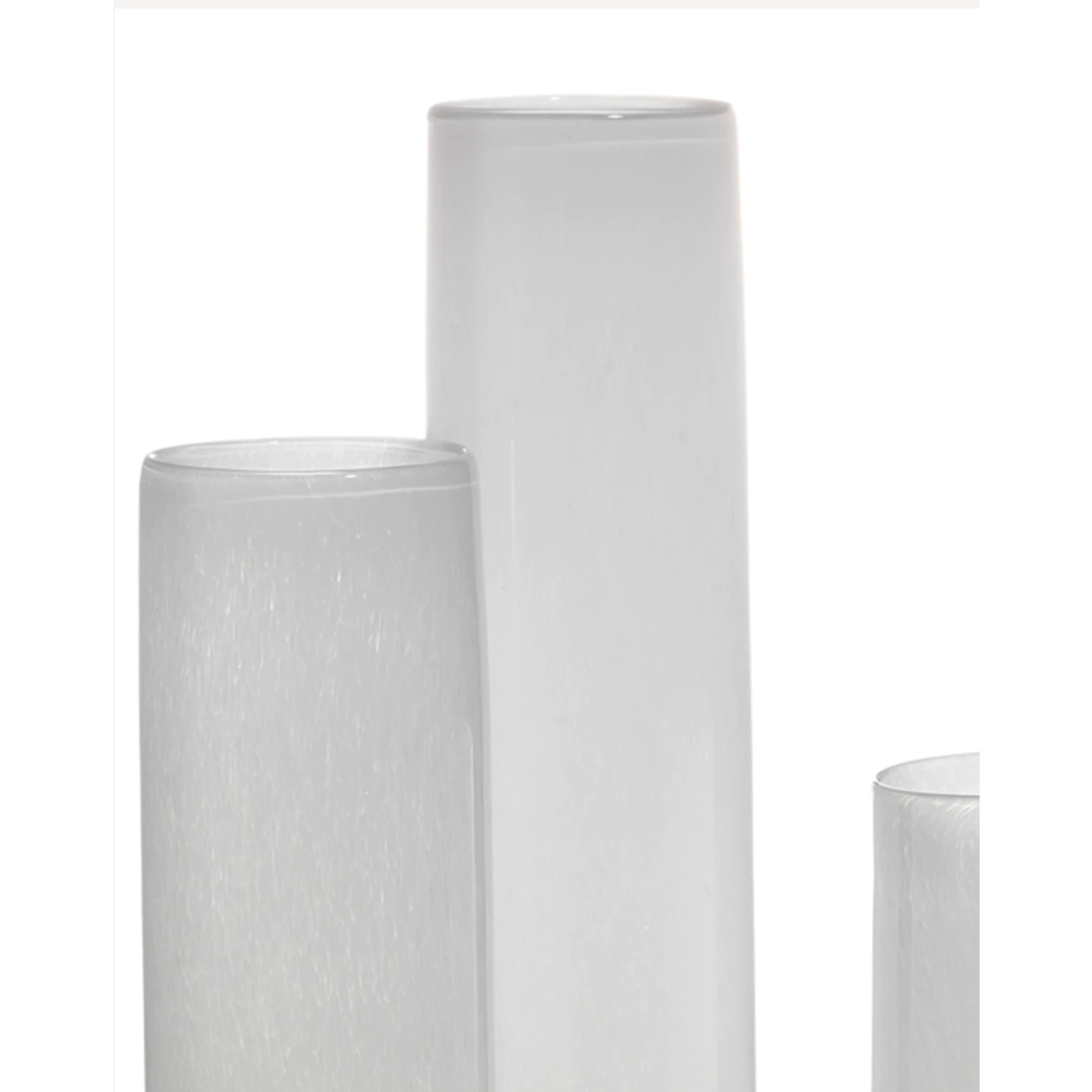 Outside The Box 8", 12" & 16" Set Of 3 Gwendolyn Hand Blown Vases In White