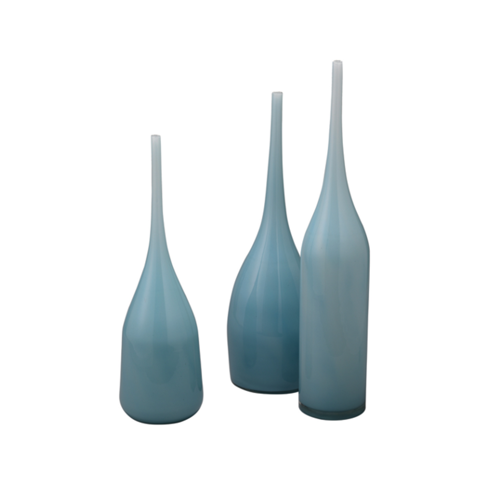 Outside The Box 22", 19" & 18" Set of 3 Pixie Blue Hand Blown Decorative Vases