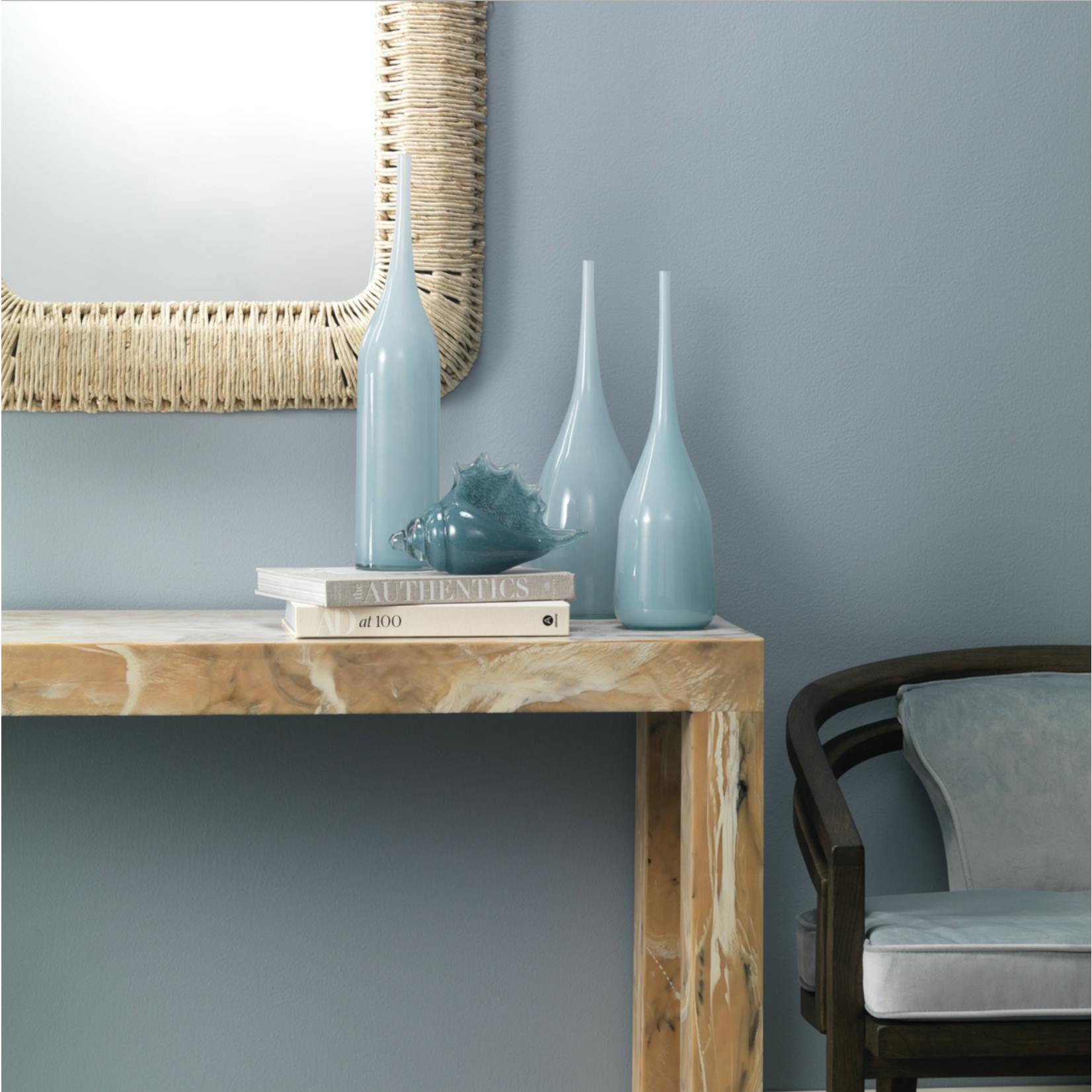 Outside The Box 22", 19" & 18" Set of 3 Pixie Blue Hand Blown Decorative Vases