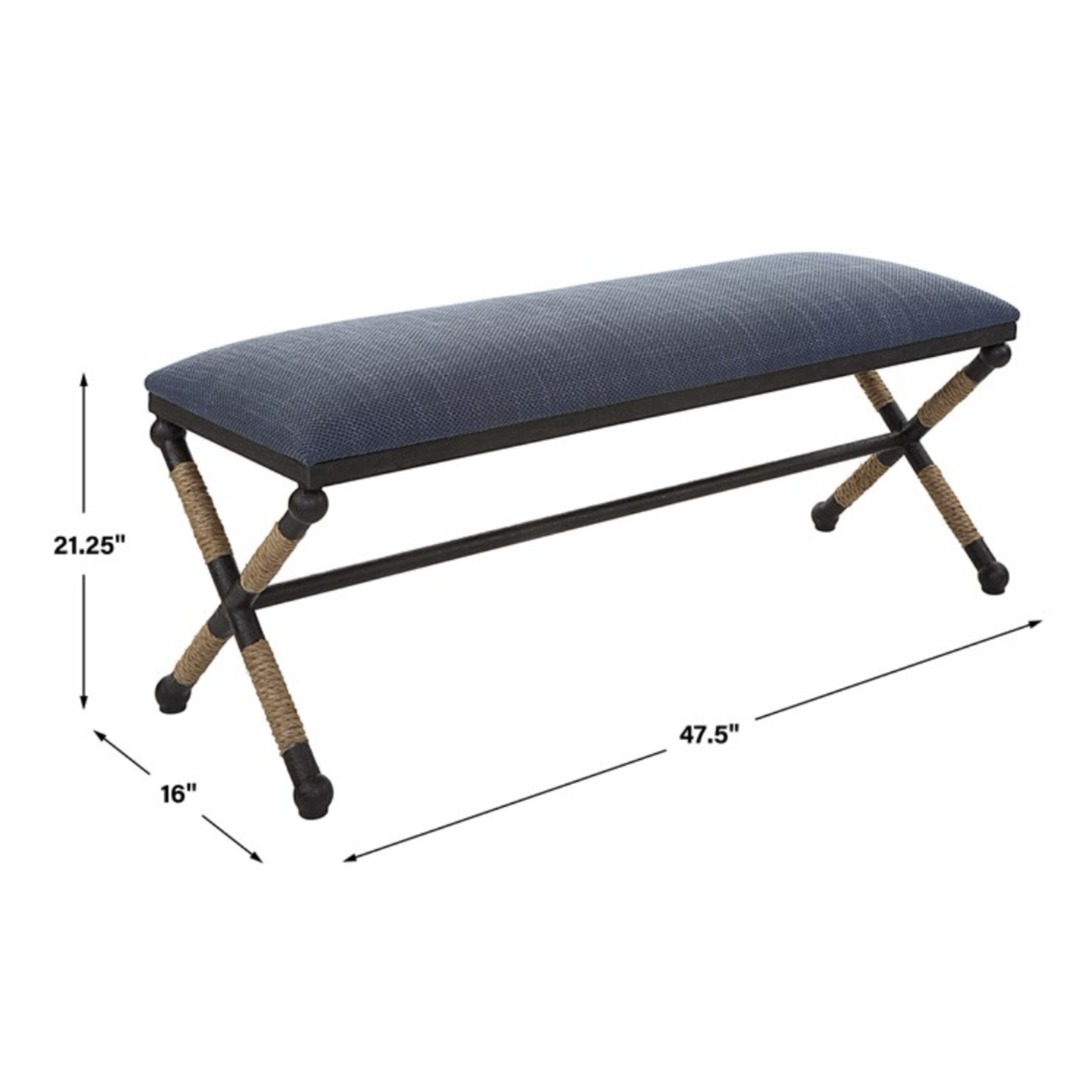 Outside The Box 48x16x21 Firth Rustic Navy Bench