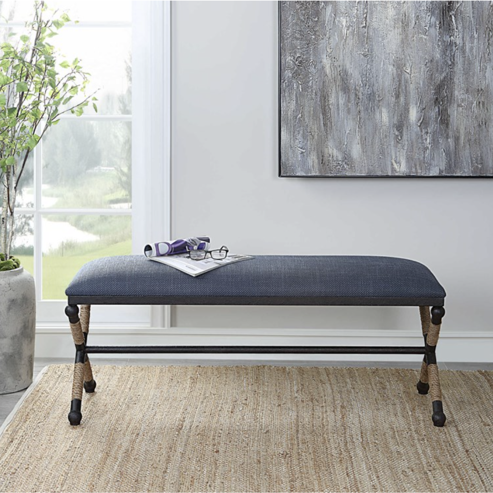 Outside The Box 48x16x21 Firth Rustic Navy Bench