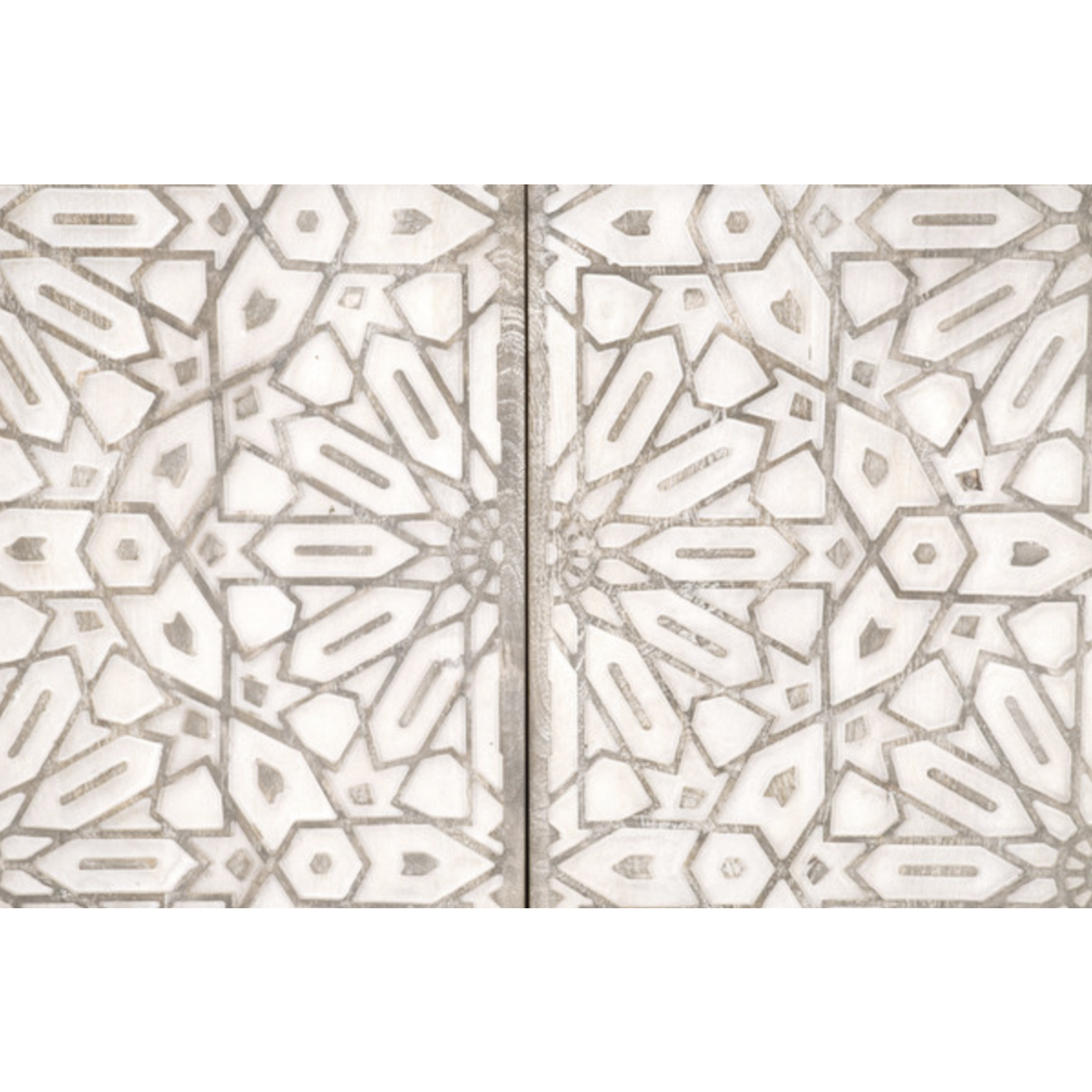 38x20x35 Moroc Carved Geometric 2 Door Media Cabinet