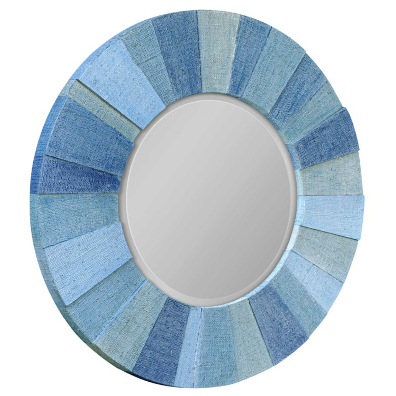 Outside The Box 42" Isle Blue Woven Seagrass Round Mirror