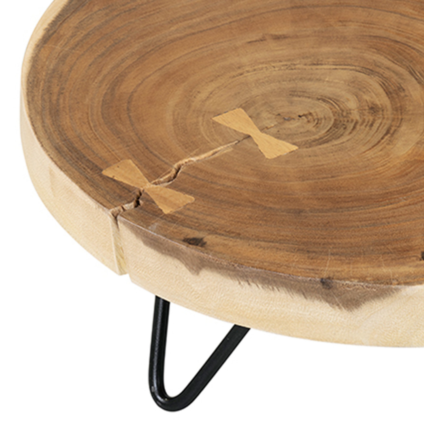 9" Round Teak Wood Riser With Iron Base