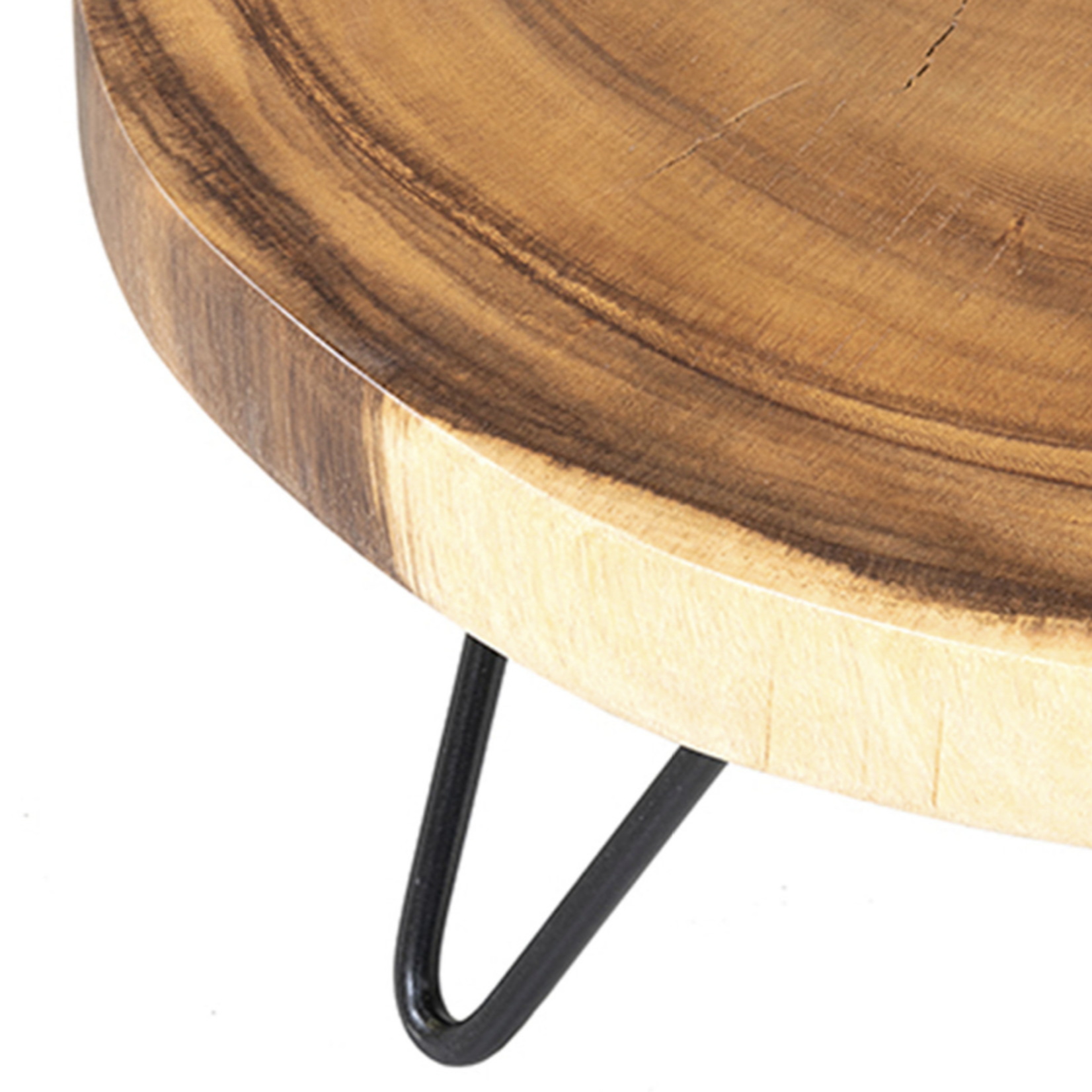 Outside The Box 11" Round Teak Wood Riser With Iron Base