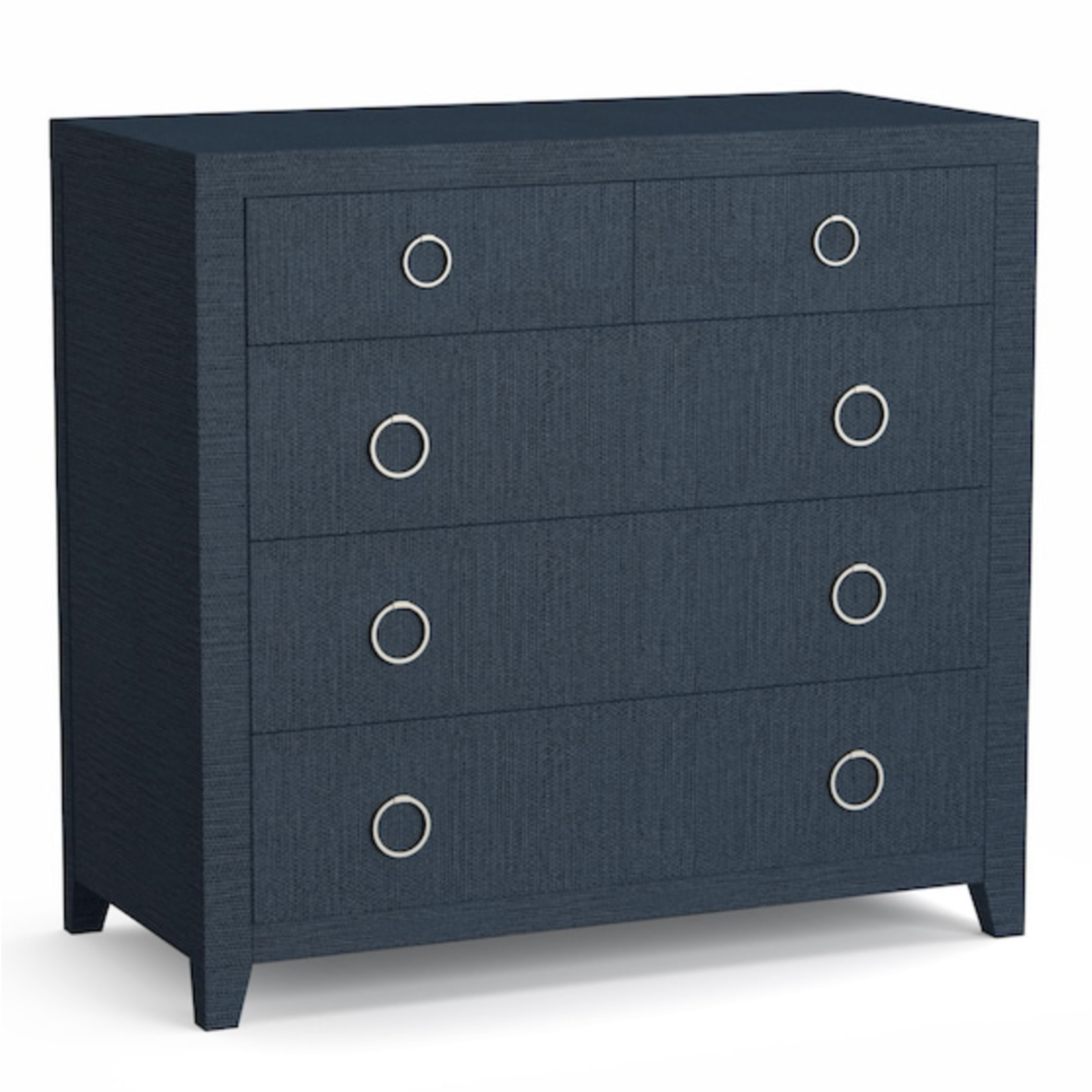 Outside The Box 40x19x37 Ventura Pacific Blue Raffia 5 Drawer Chest