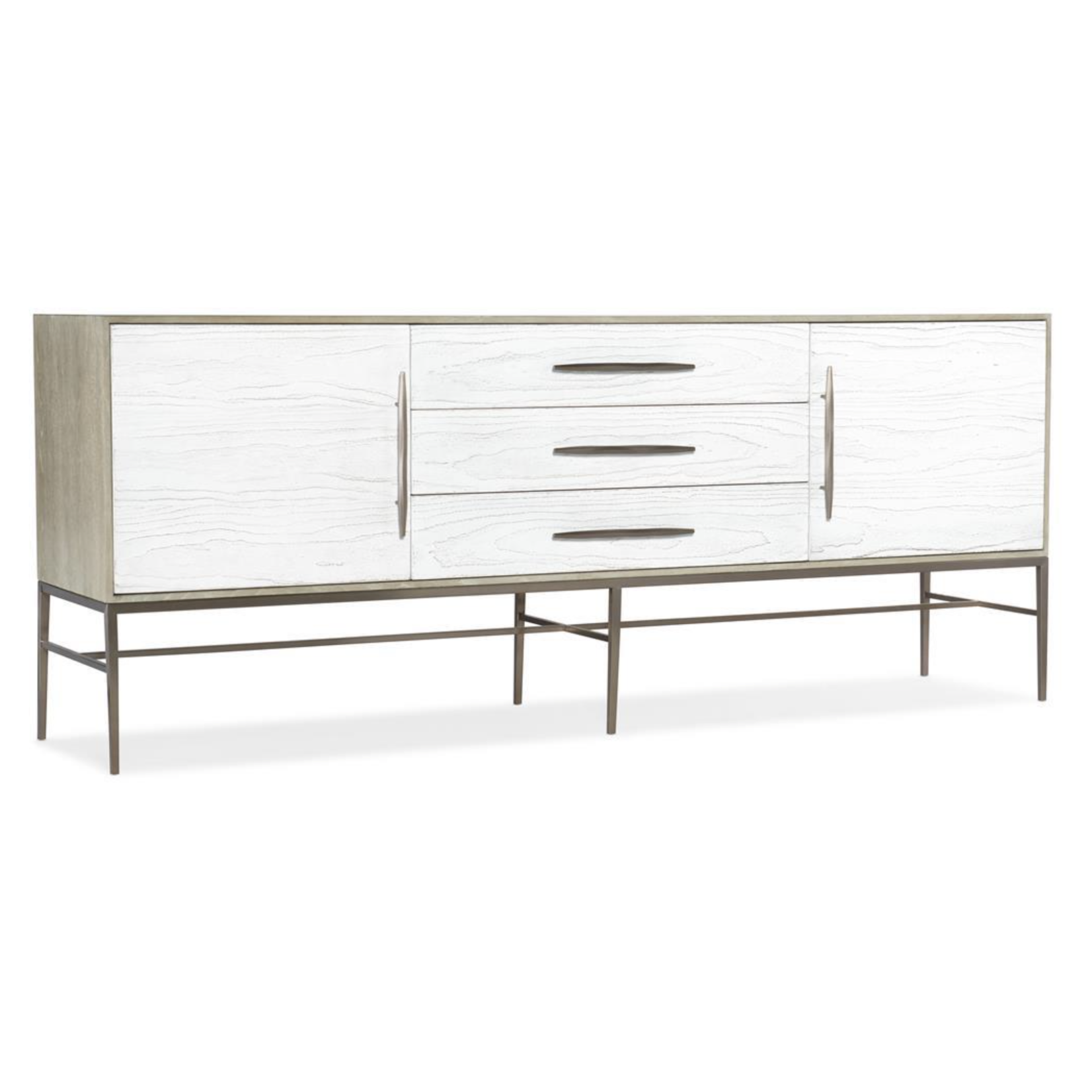 Outside The Box 80x18x32 Hooker Furniture White & Champagne 2 Door 3 Drawer Console