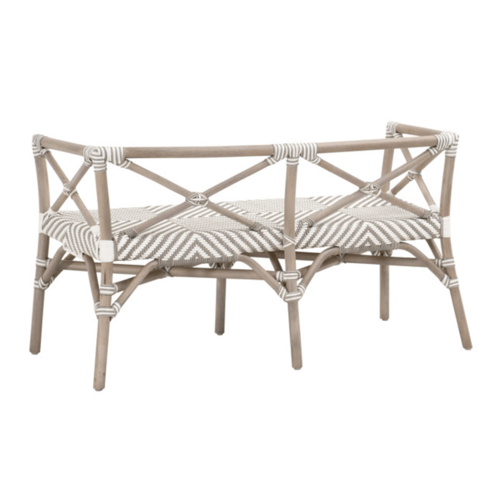 Outside The Box 52x21x27 Palisades Natural Rattan With White & Stone Bench