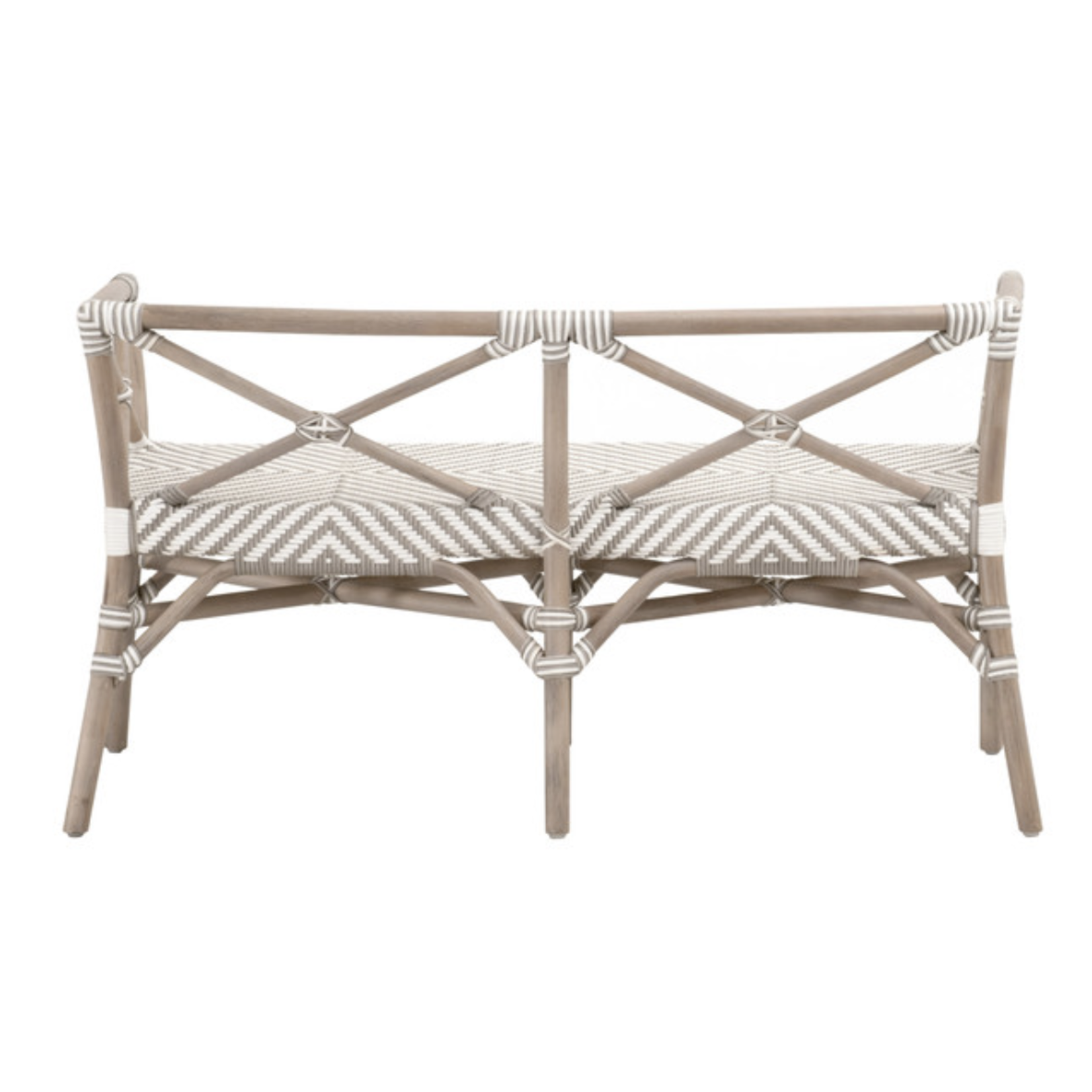 Outside The Box 52x21x27 Palisades Natural Rattan With White & Stone Bench