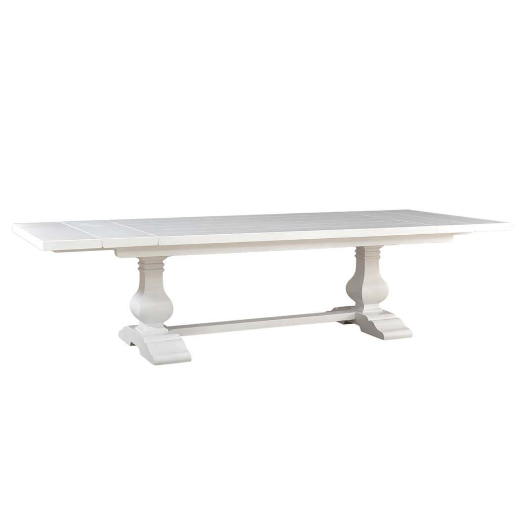 96"  Extends To 120" Solid Mahogany Trestle Dining Table In White