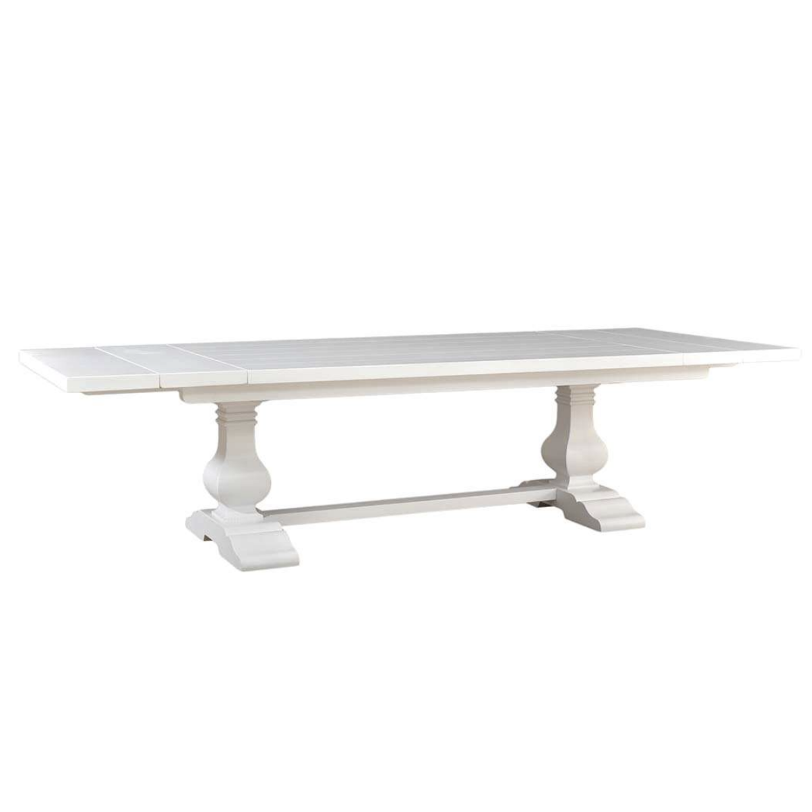 Outside The Box 96"  Extends To 120" Solid Mahogany Trestle Dining Table In White