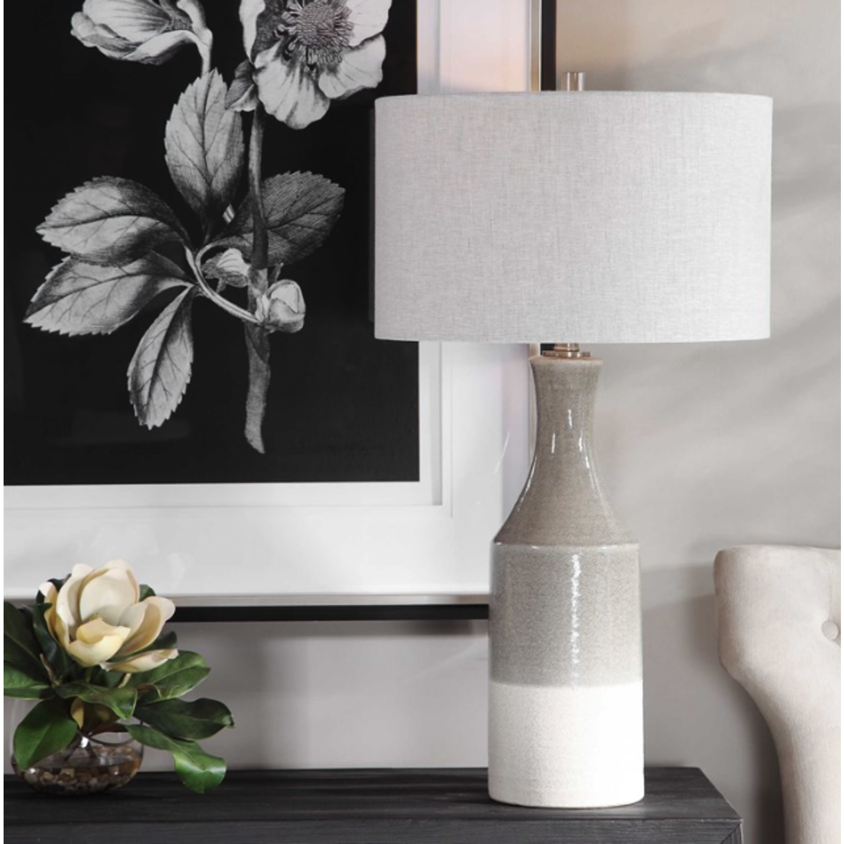 31" Uttermost Savin White & Grey Table Lamp