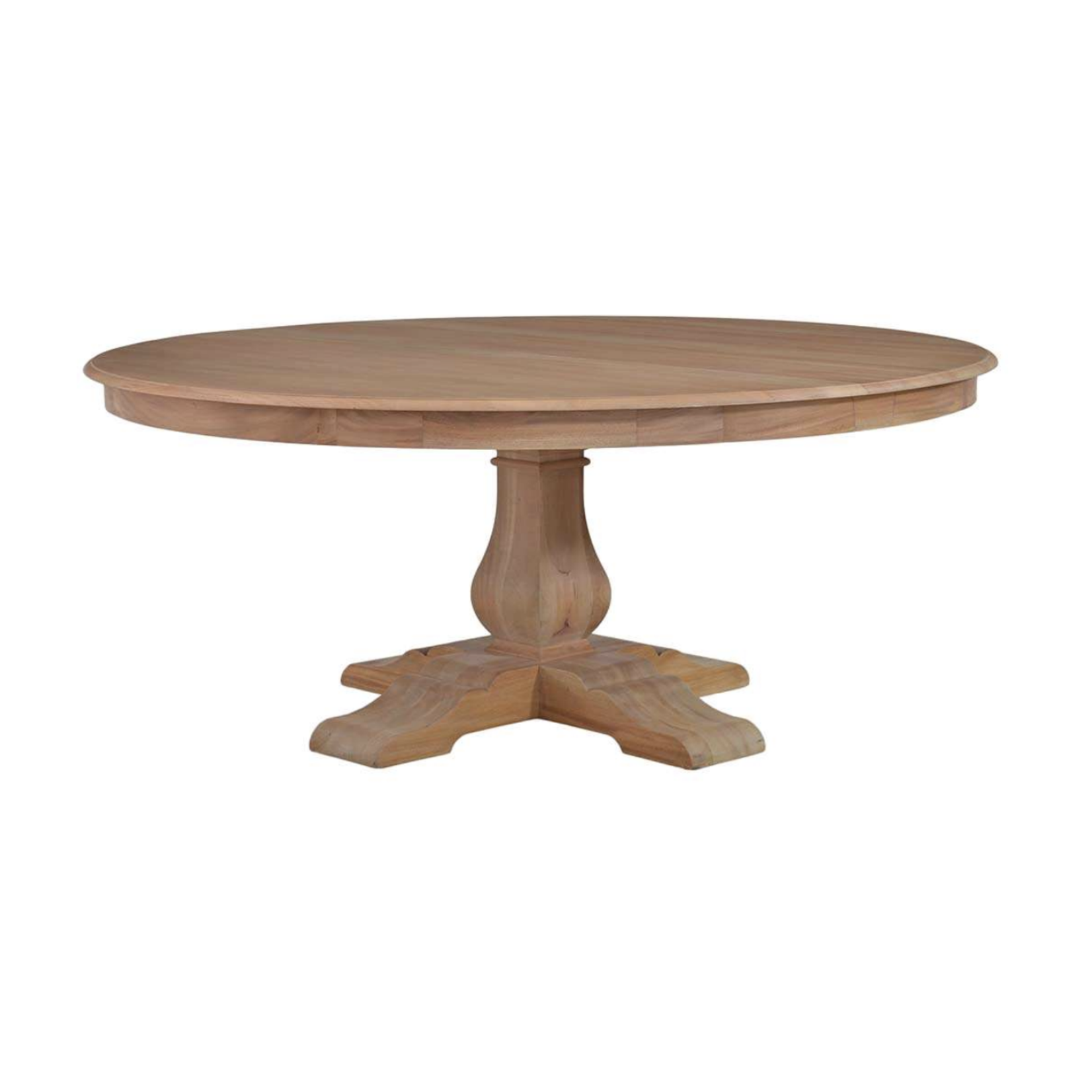 72" Mahogany Round Trestle Dining Table No Grooves In Driftwood Finish