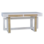 65x30x31 Belgravia Solid White Mahogany & Rattan Desk