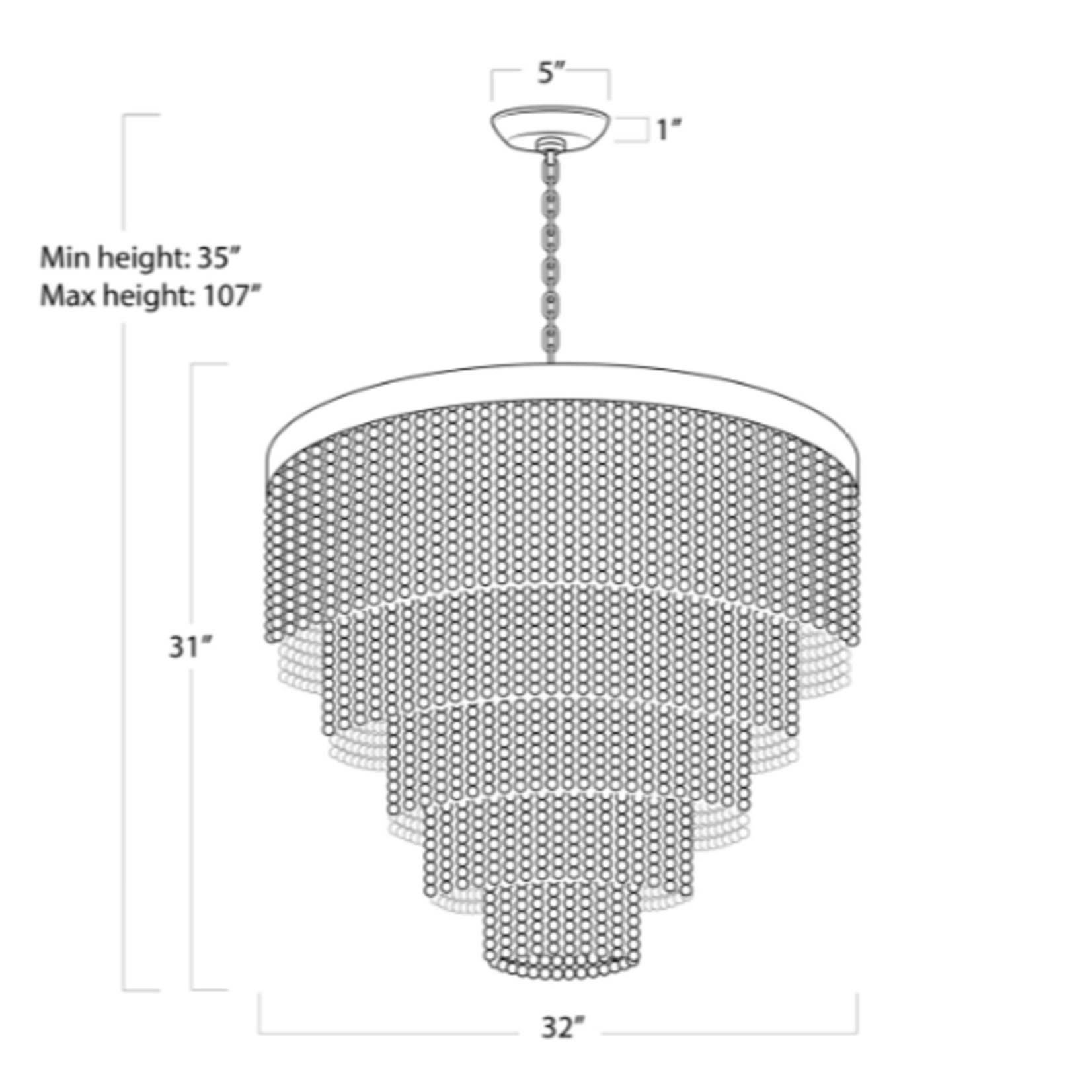 Outside The Box 35" Regina Andrew Waterfall Cascade White Beads Chandelier