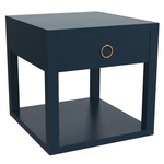 24x26x24 Ventura Pacific Blue Raffia Square Side End Table With Drawer