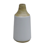 Outside The Box 15" Pressed White & Natural Bamboo Vase
