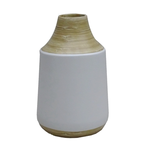 Outside The Box 12" Pressed White & Natural Bamboo Vase
