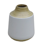 Outside The Box 10" Pressed White & Natural Bamboo Vase