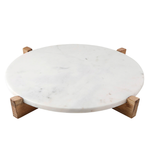 Outside The Box 14" Marble Tray & Natural Mango Wood Stand