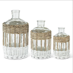 Outside The Box 7", 8" & 10" Set Of 3 Glass Jugs With Natural Wicker Sleeve