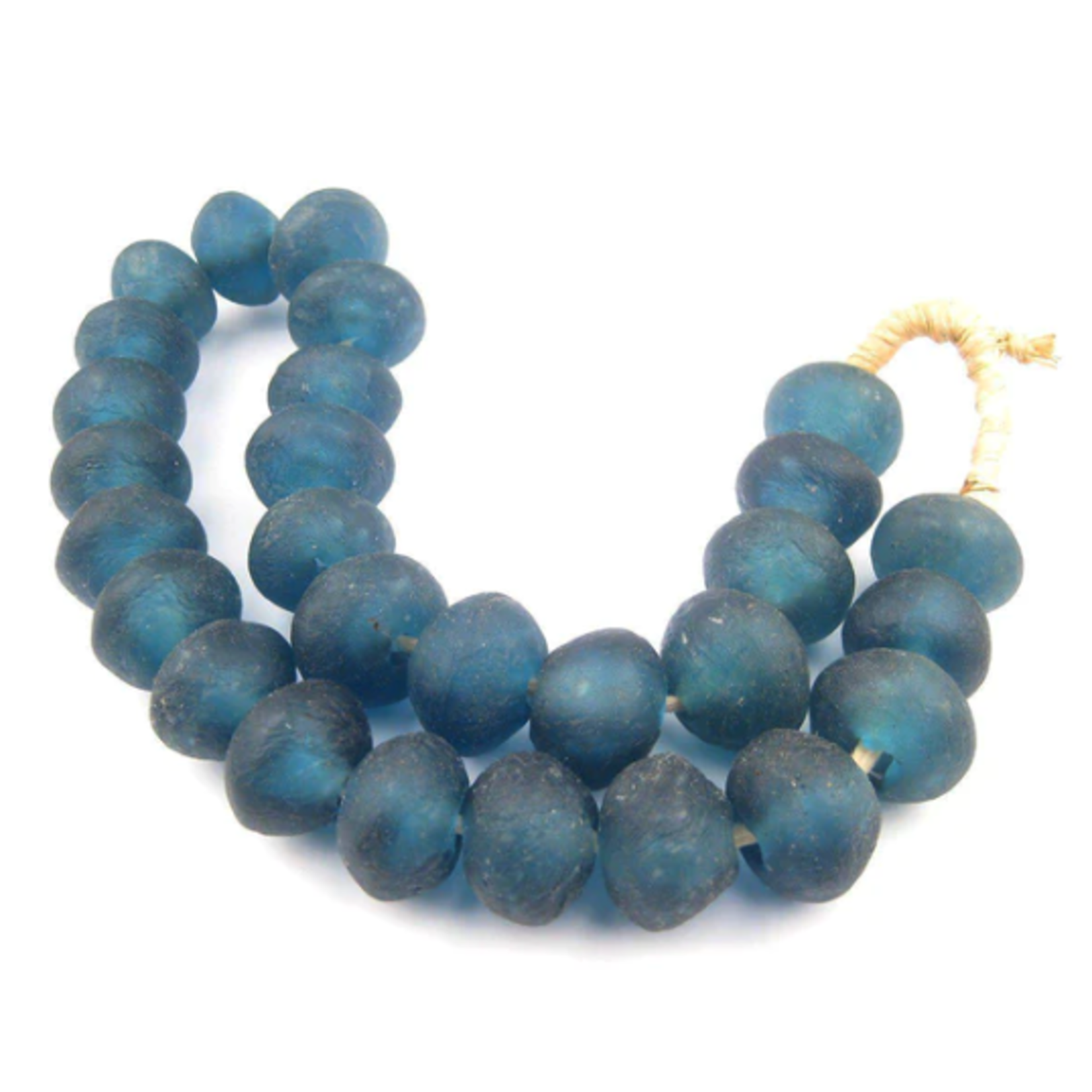 Outside The Box 30" Light Blue Recycled 33mm Glass Beads